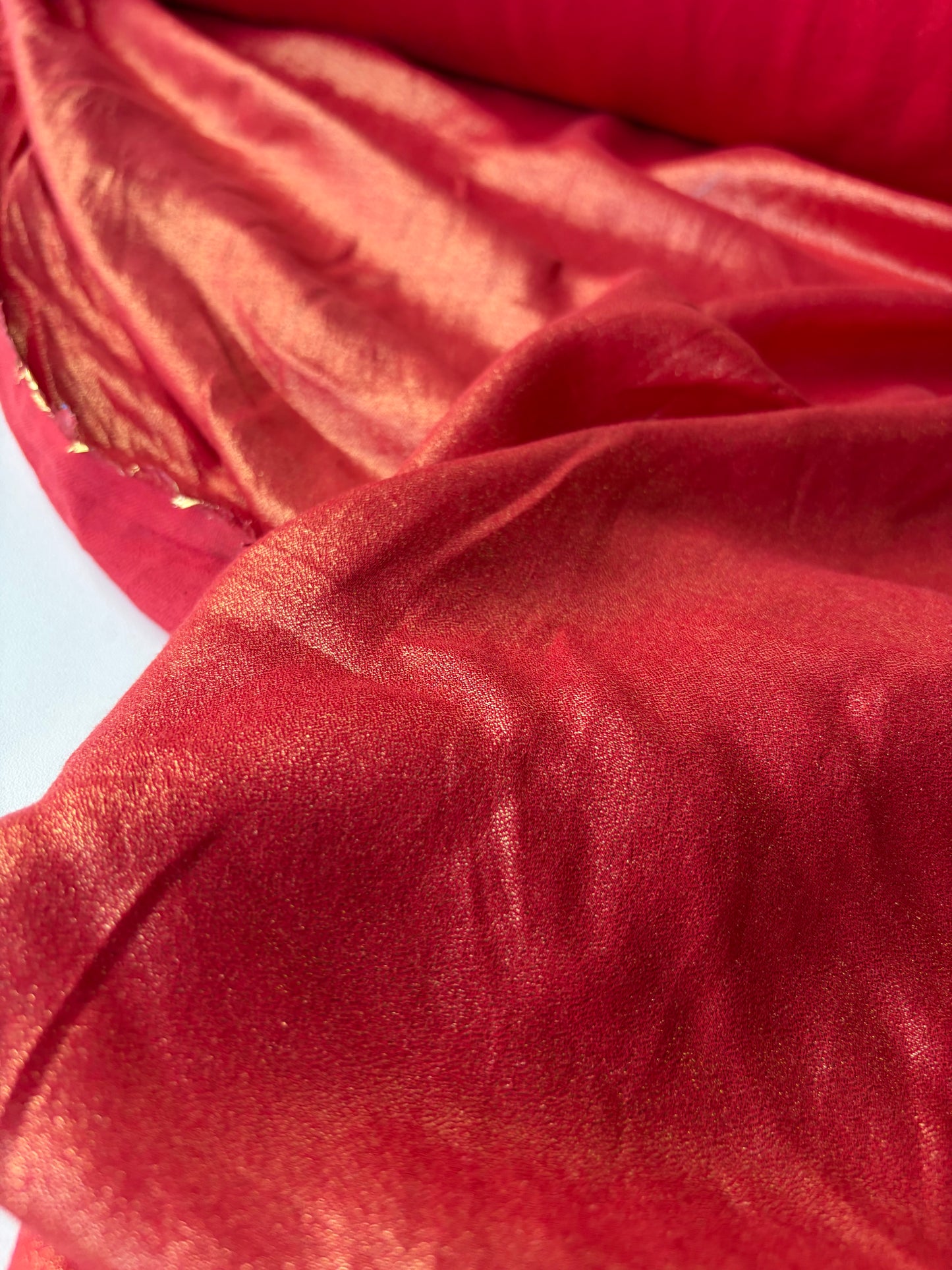 RALPH 052 wetlook cotton voile burnt orange with golden foilprint