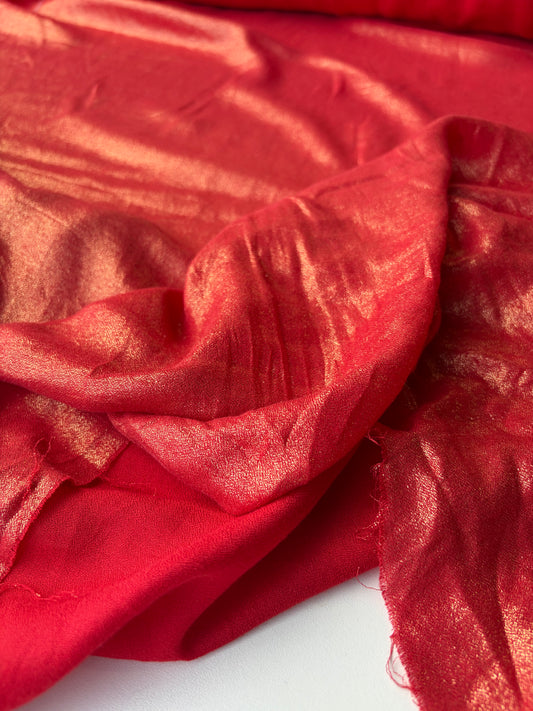 RALPH 052 wetlook cotton voile burnt orange with golden foilprint