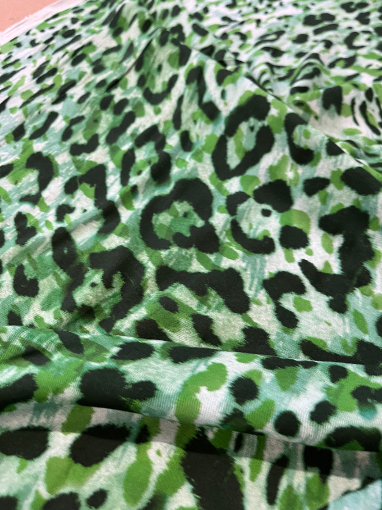 A01 Mauro 014 viscose with green leopard print