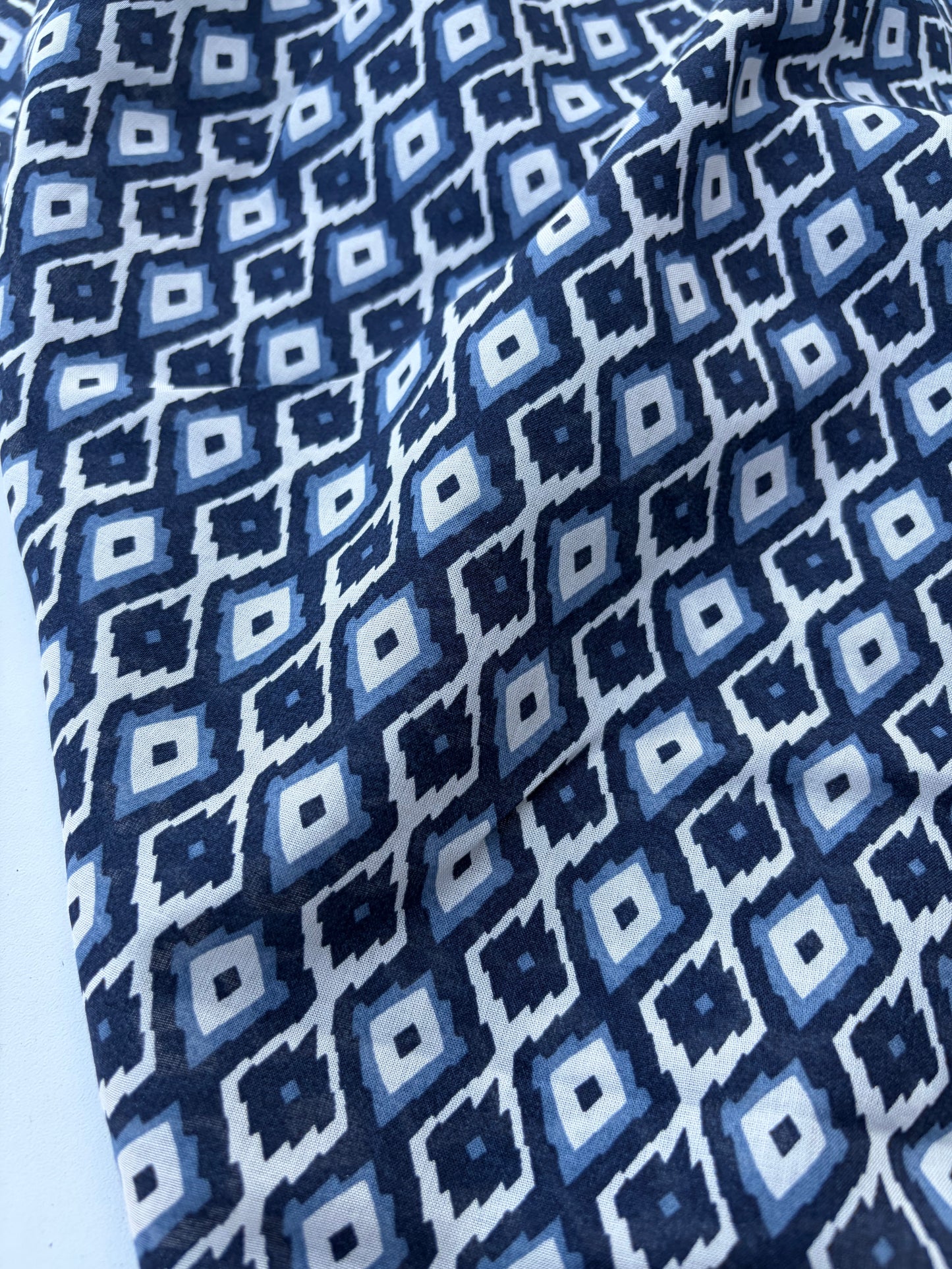LAUREN 008 indigo/navy geometrical print cotton voile