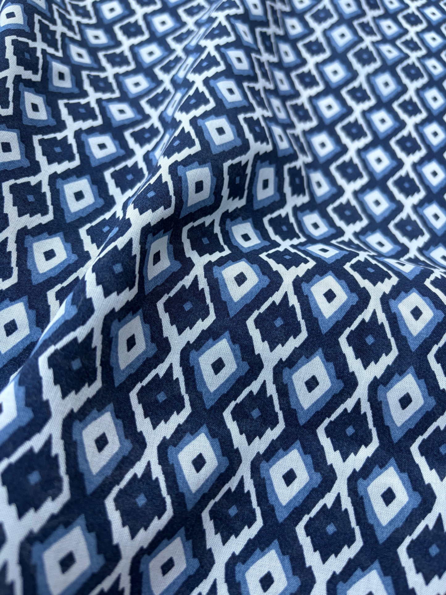LAUREN 008 indigo/navy geometrical print cotton voile
