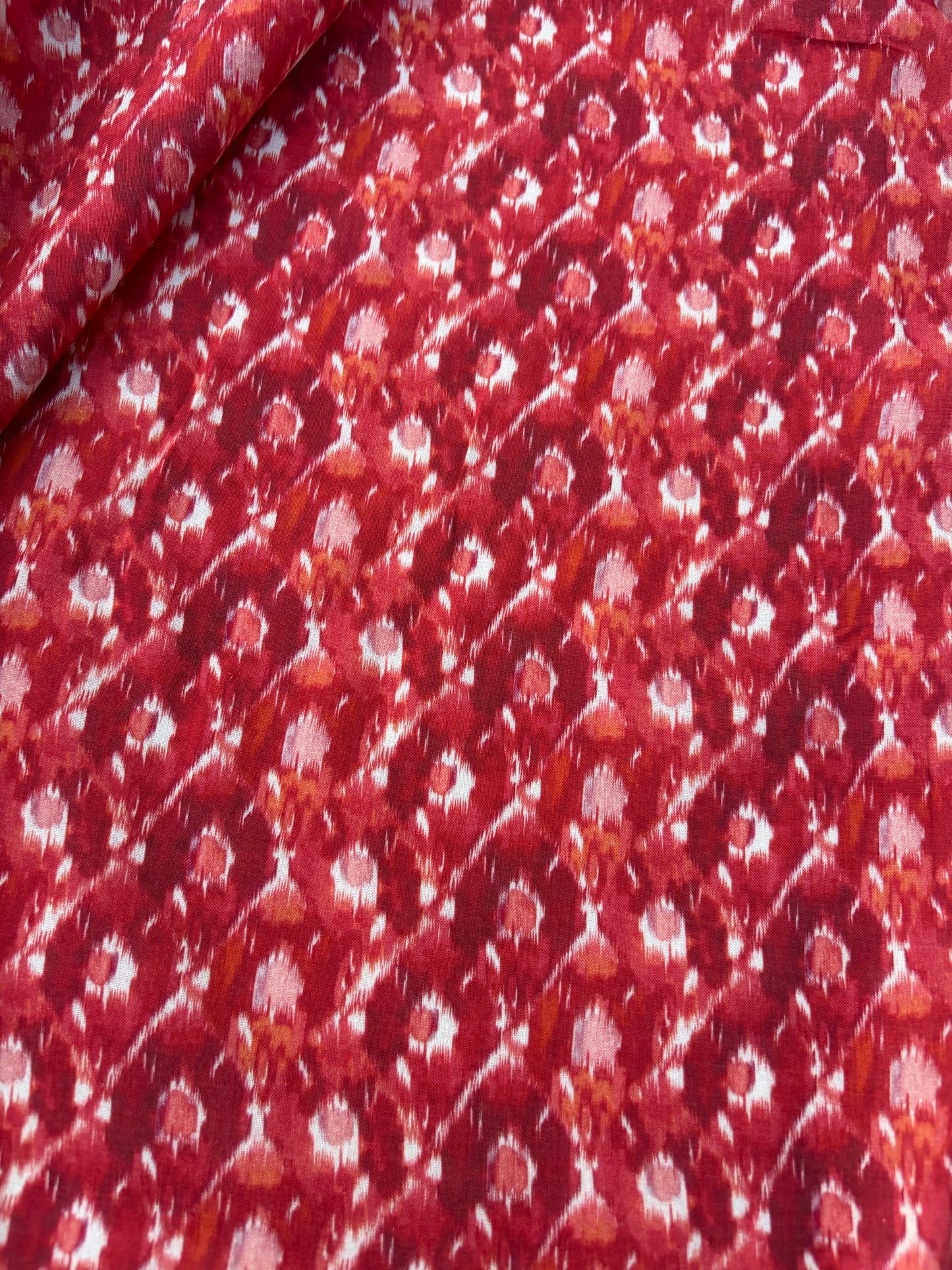 LAUREN 013 burnt orange ikat print cotton voile