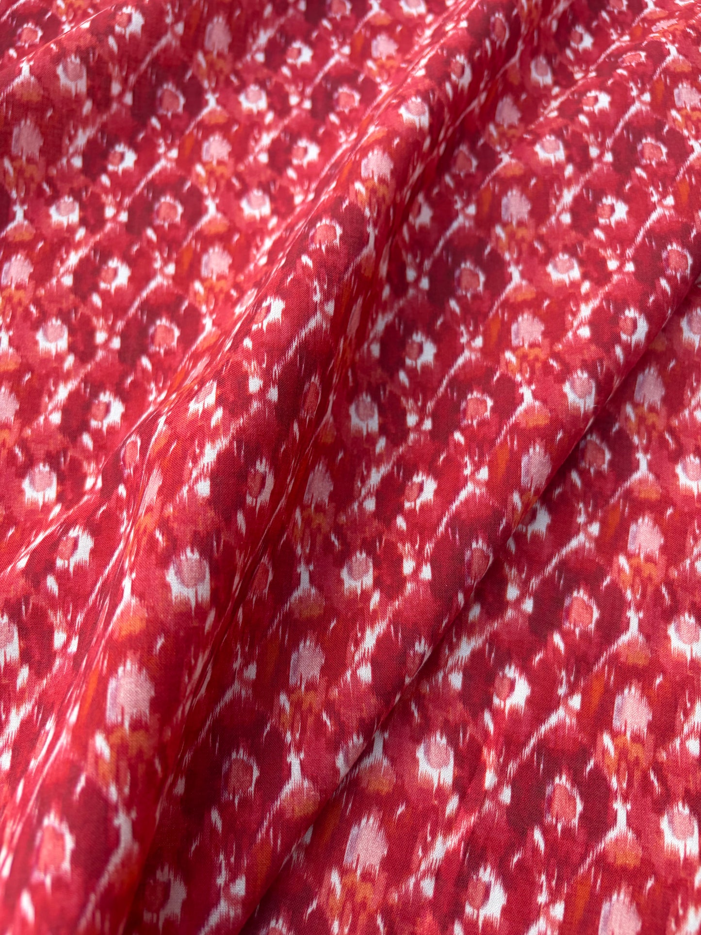 LAUREN 013 burnt orange ikat print cotton voile