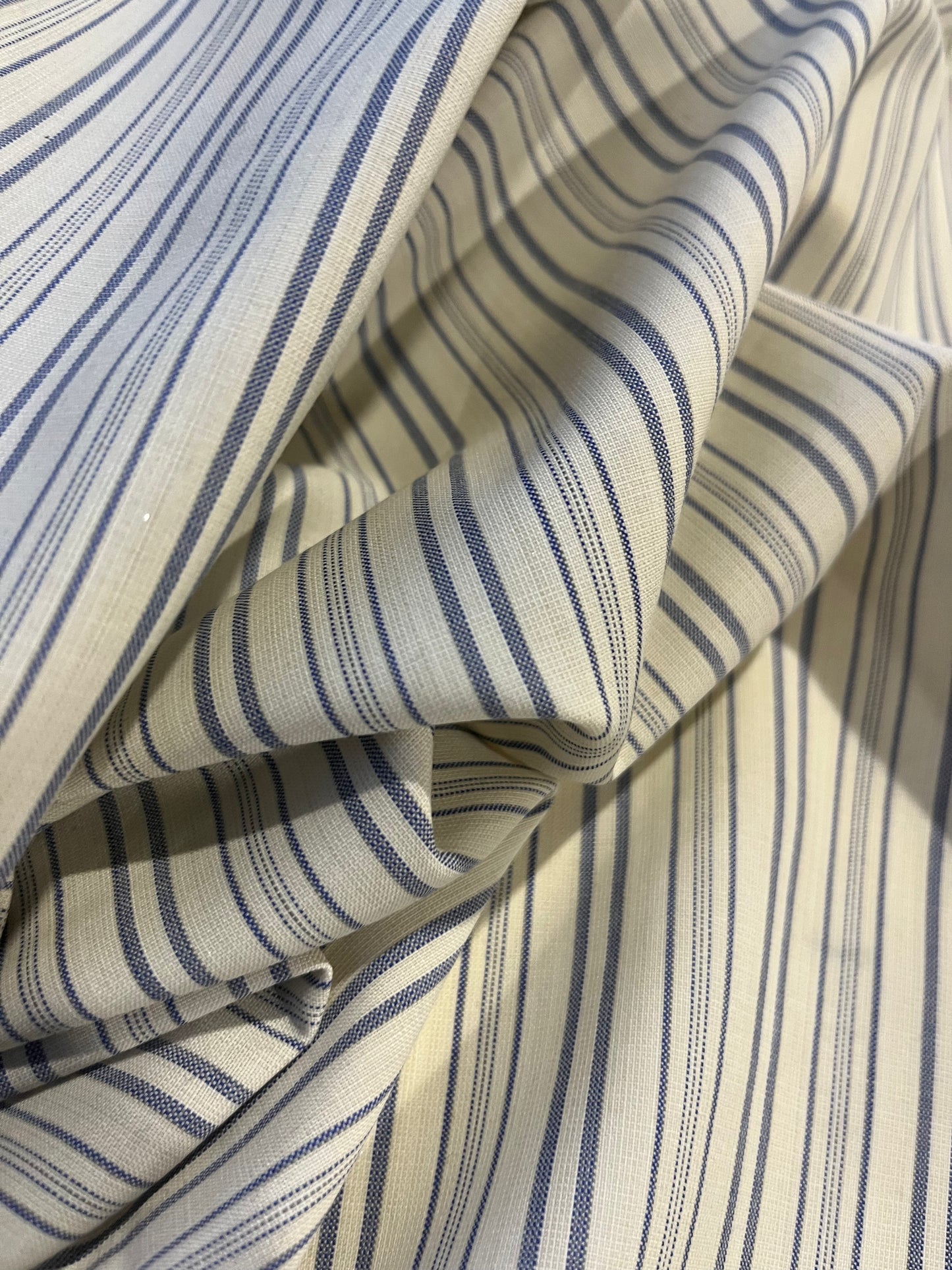 LC CLAIRE 215 woven cotton stretch stripes ecru/indigo