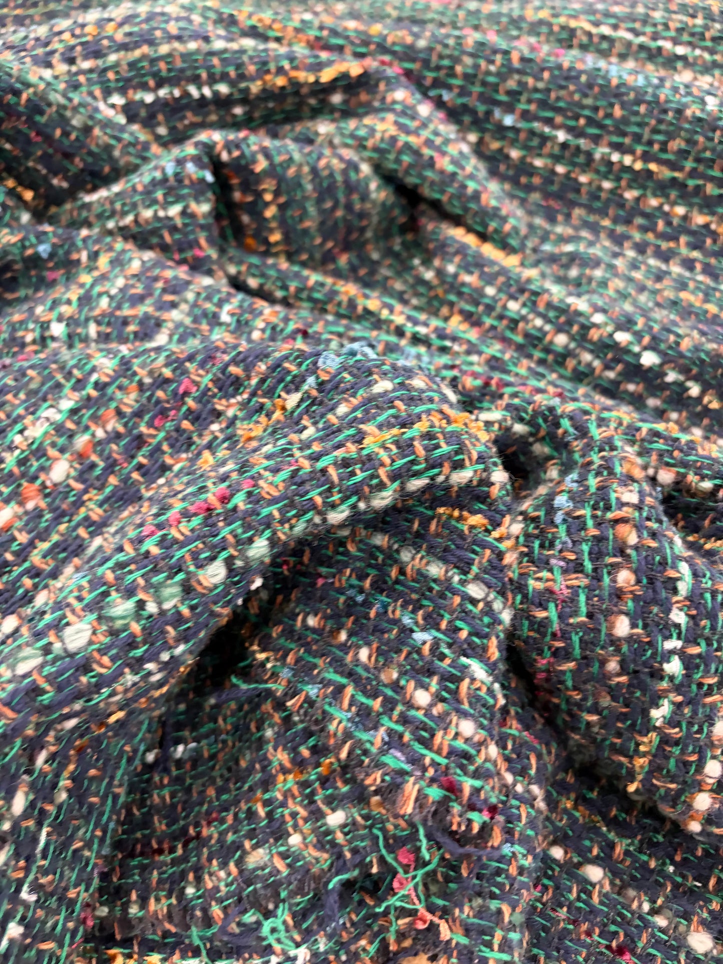 XENA 010 cotton tweed bouclette green
