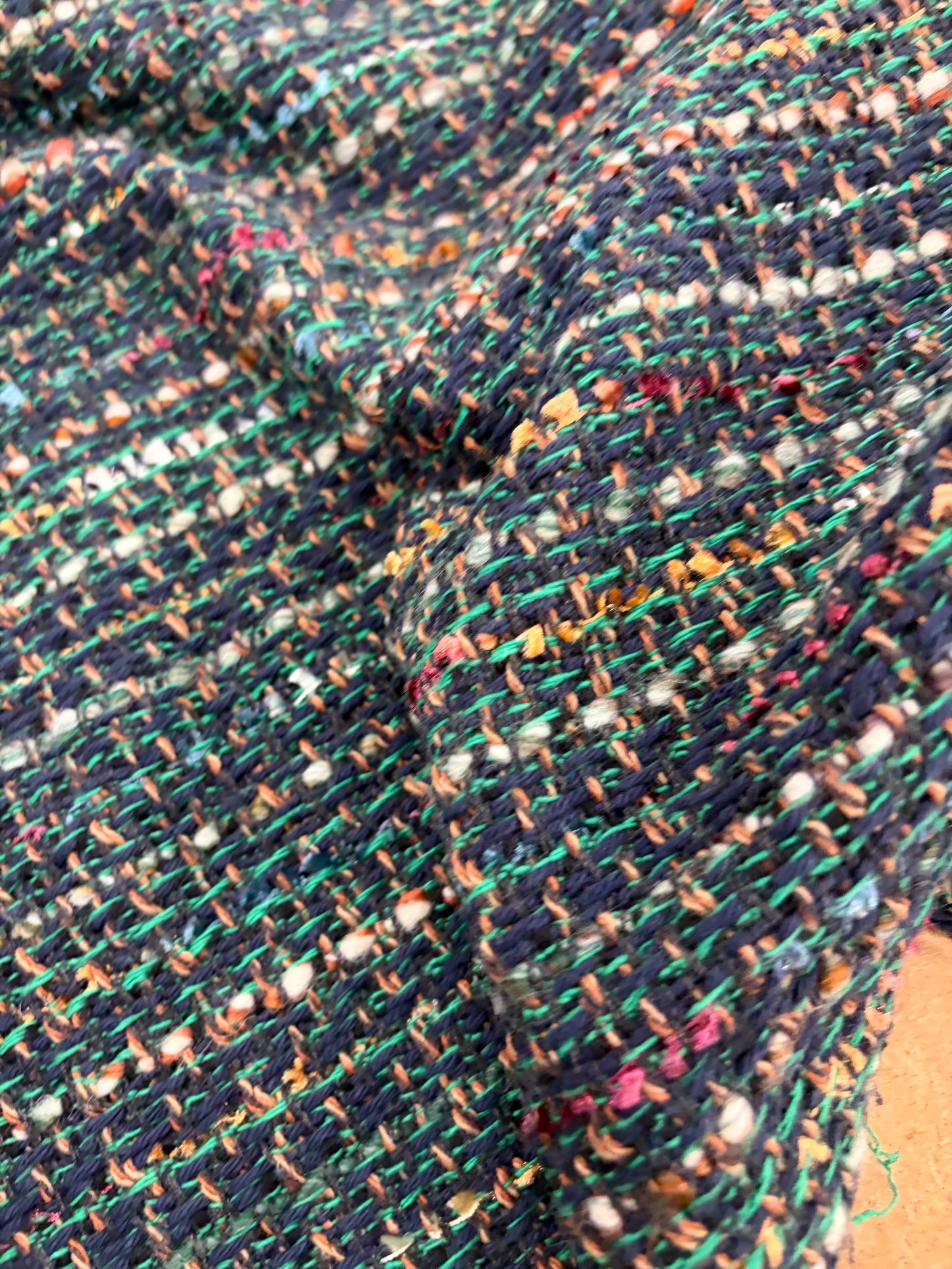XENA 010 cotton tweed bouclette green