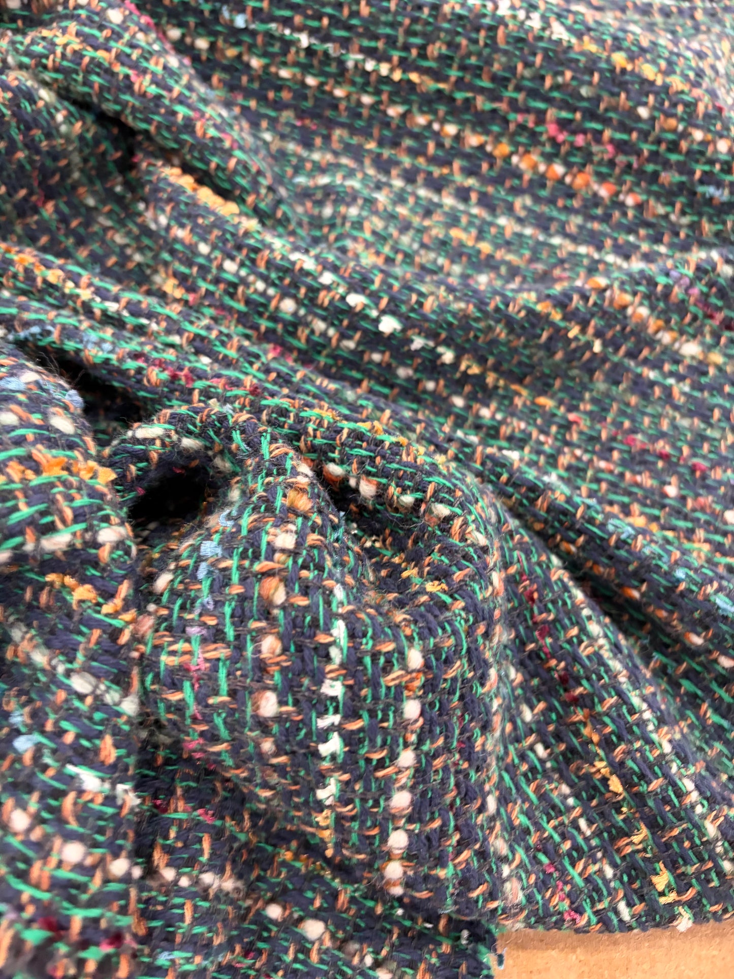 XENA 010 cotton tweed bouclette green