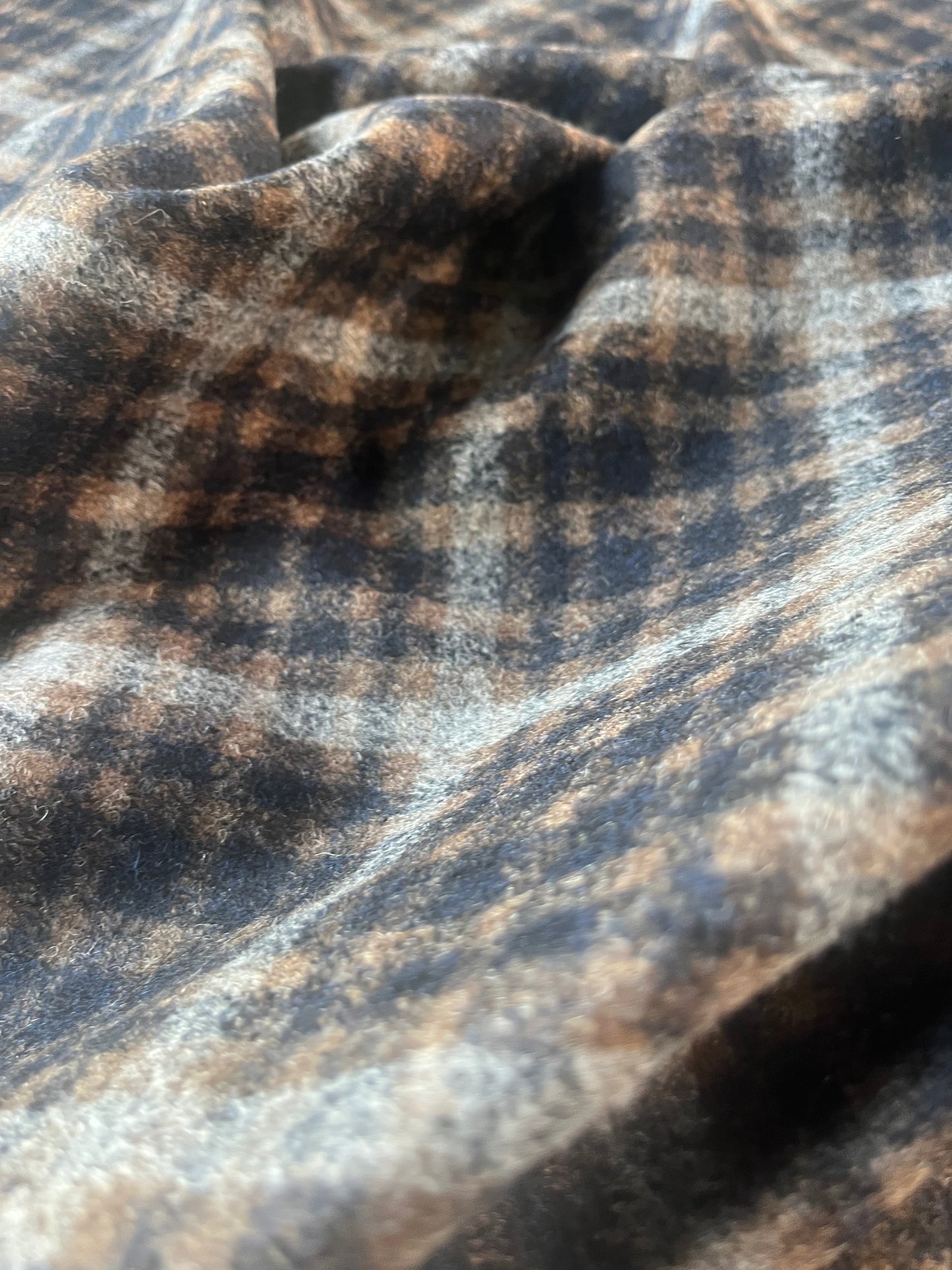 ROSALIE 009 woolen coat fabric navy/brown check