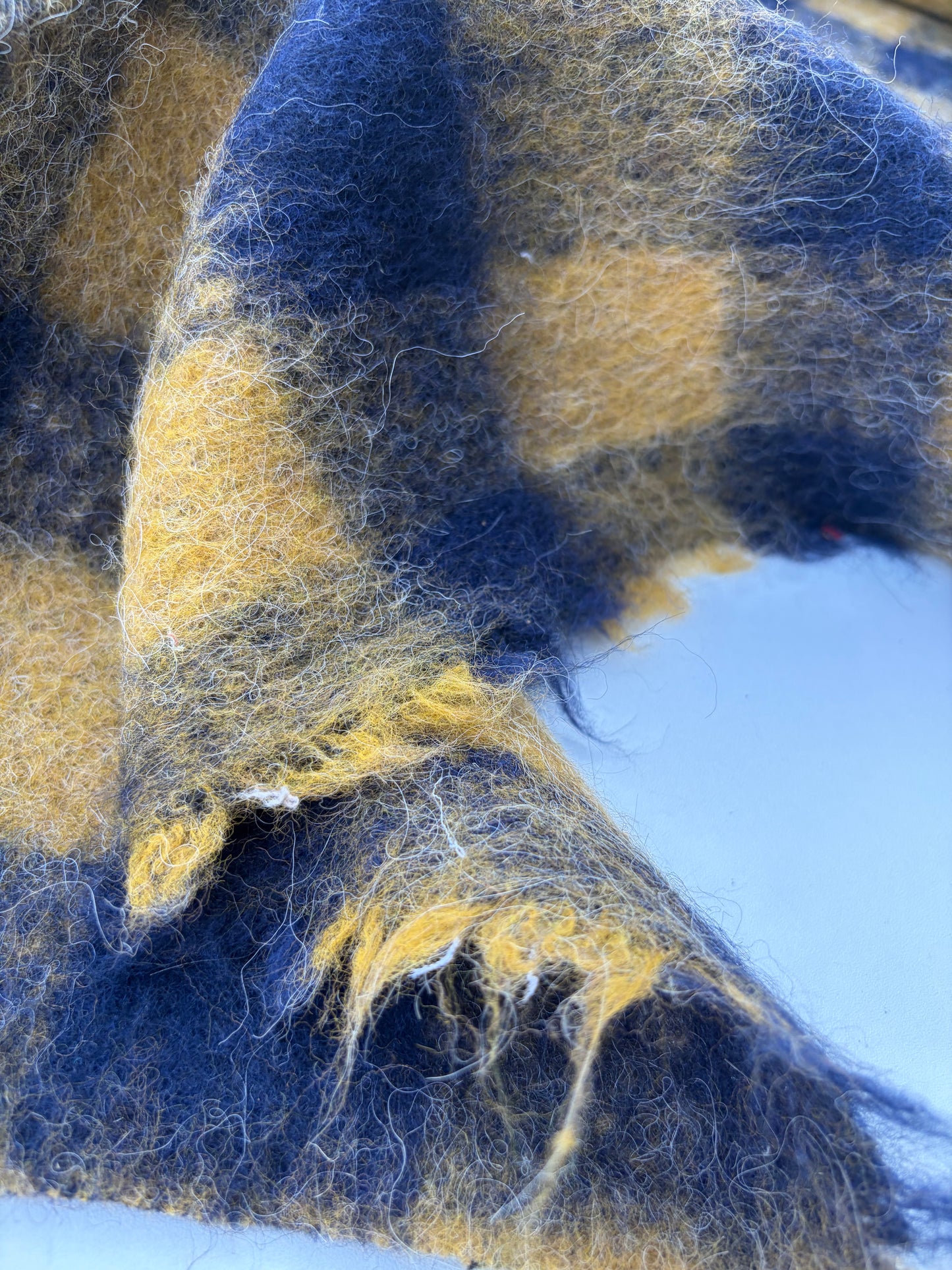 LAUREN 019 navy/mustard checkered boiled wool with mohair