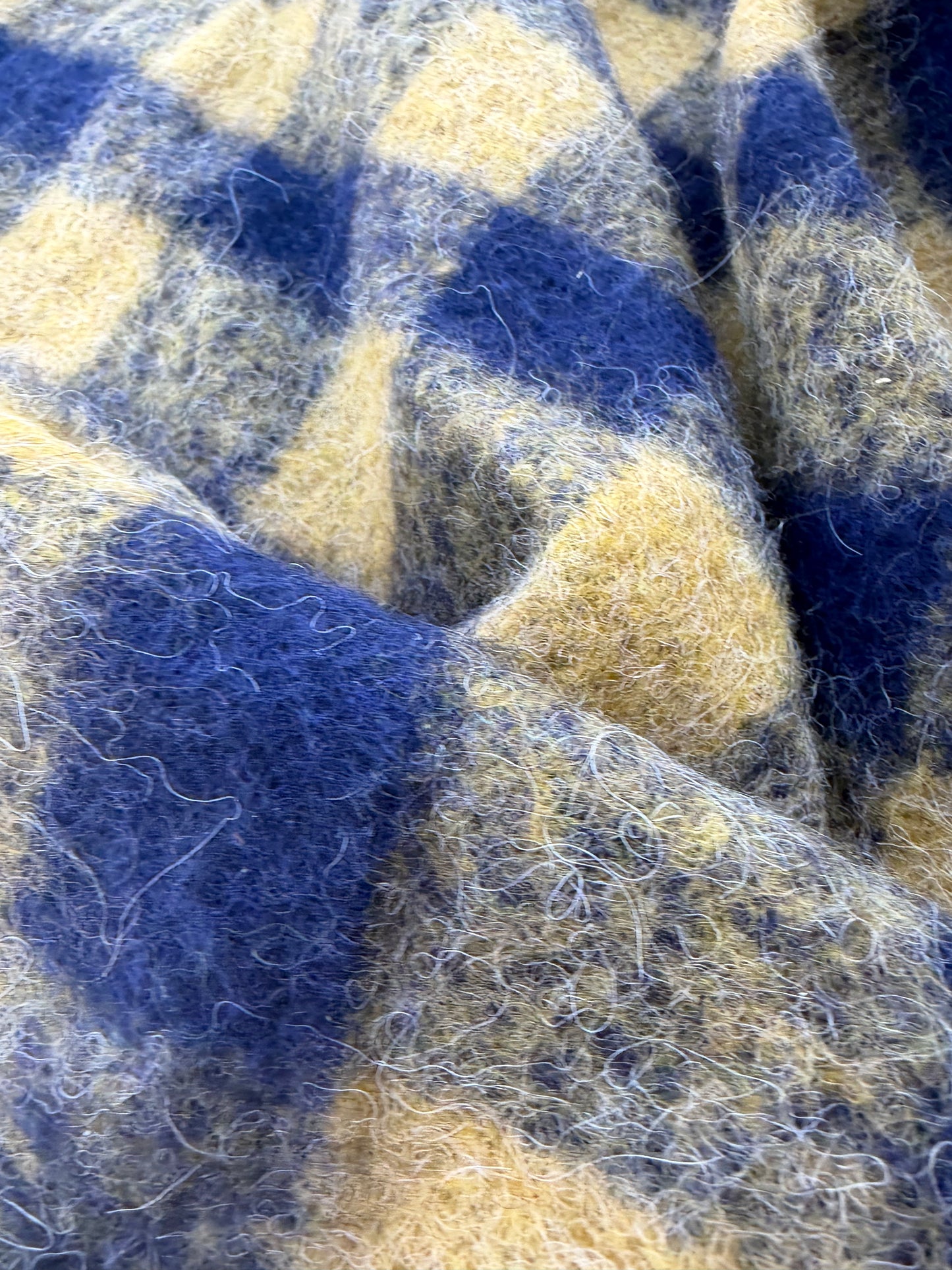LAUREN 019 navy/mustard checkered boiled wool with mohair