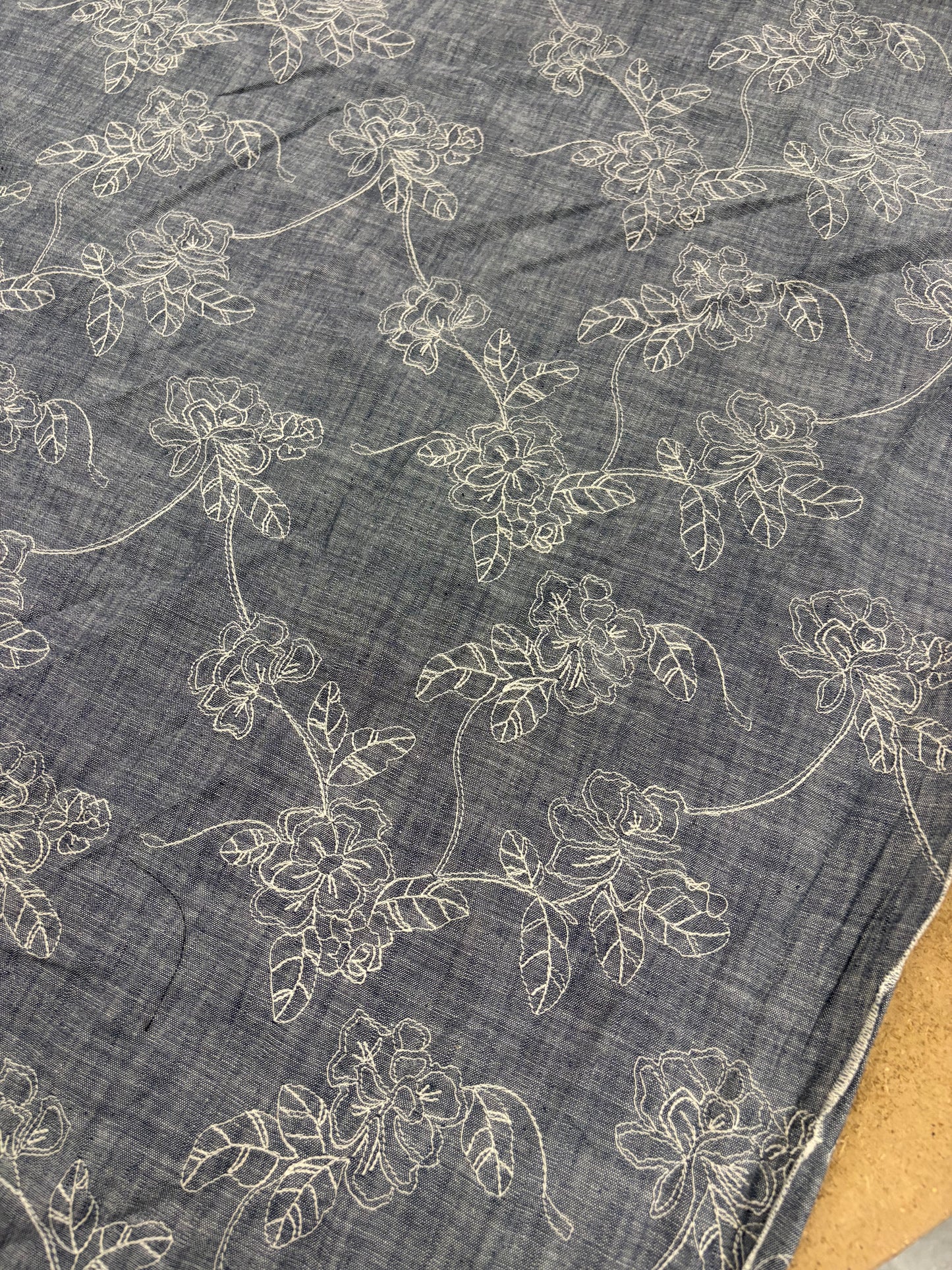 XENA 017 denim fil à fil with embroidery