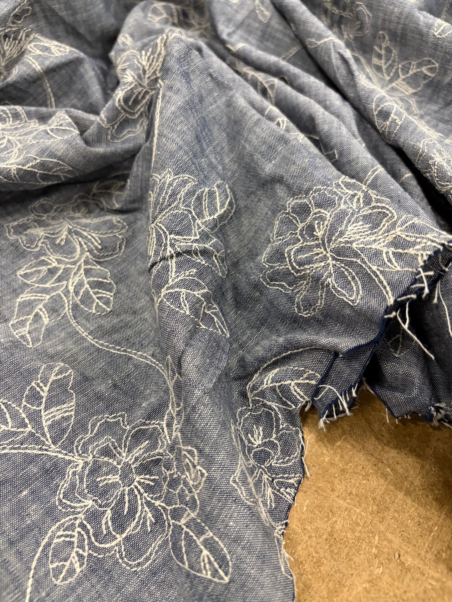 XENA 017 denim fil à fil with embroidery