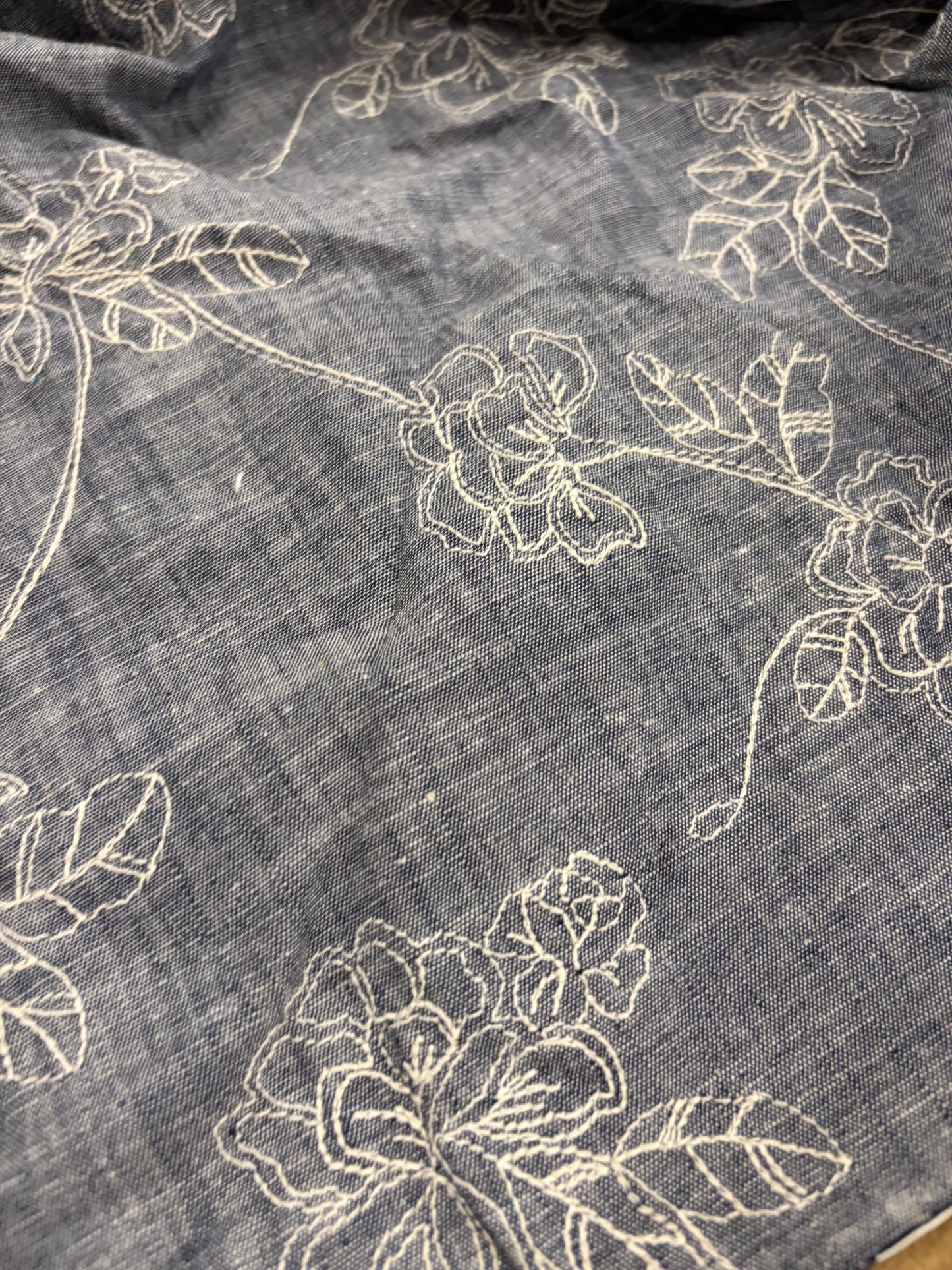 XENA 017 denim fil à fil with embroidery