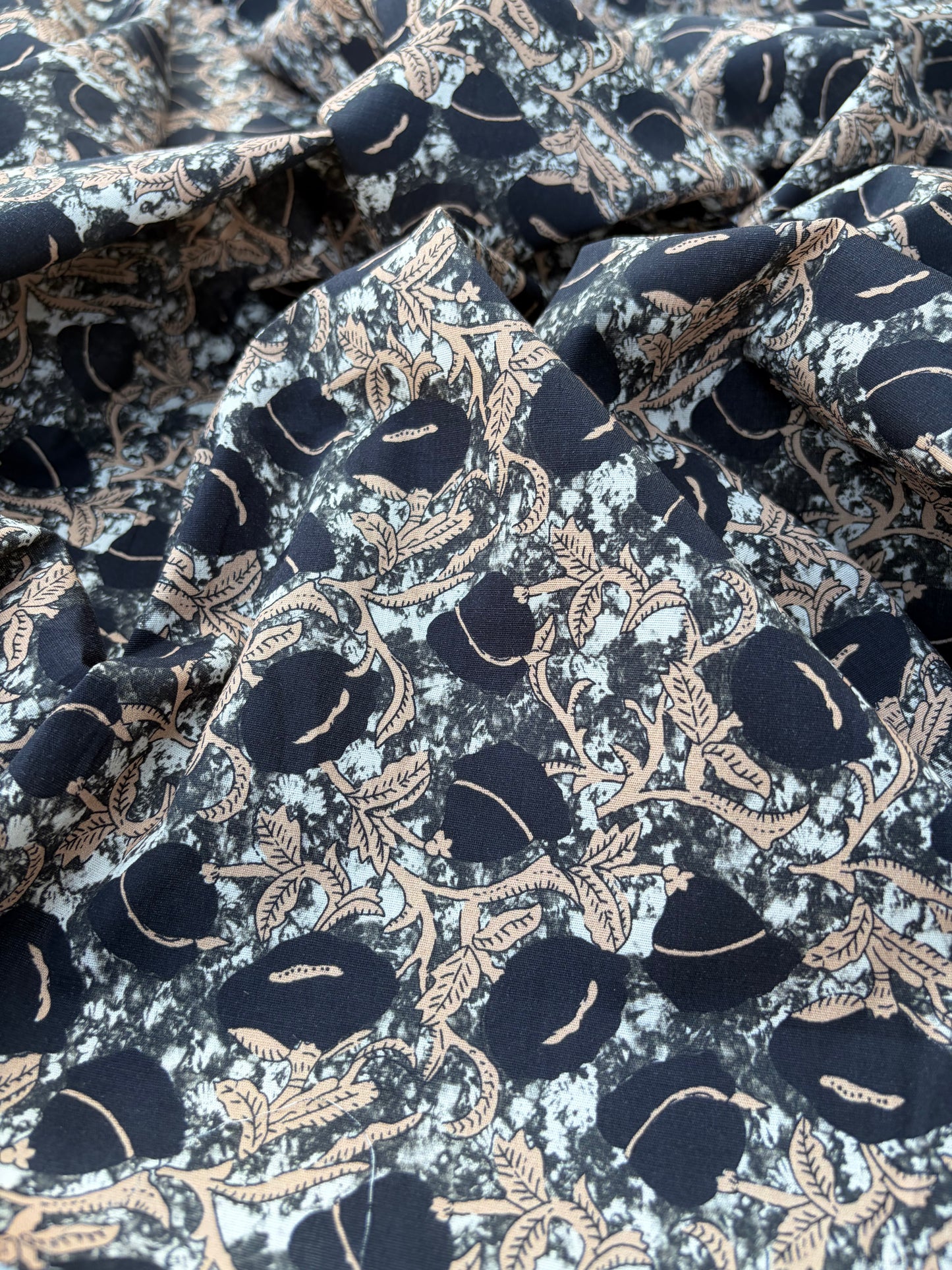 LAUREN 022 black/camel print poplin stretch