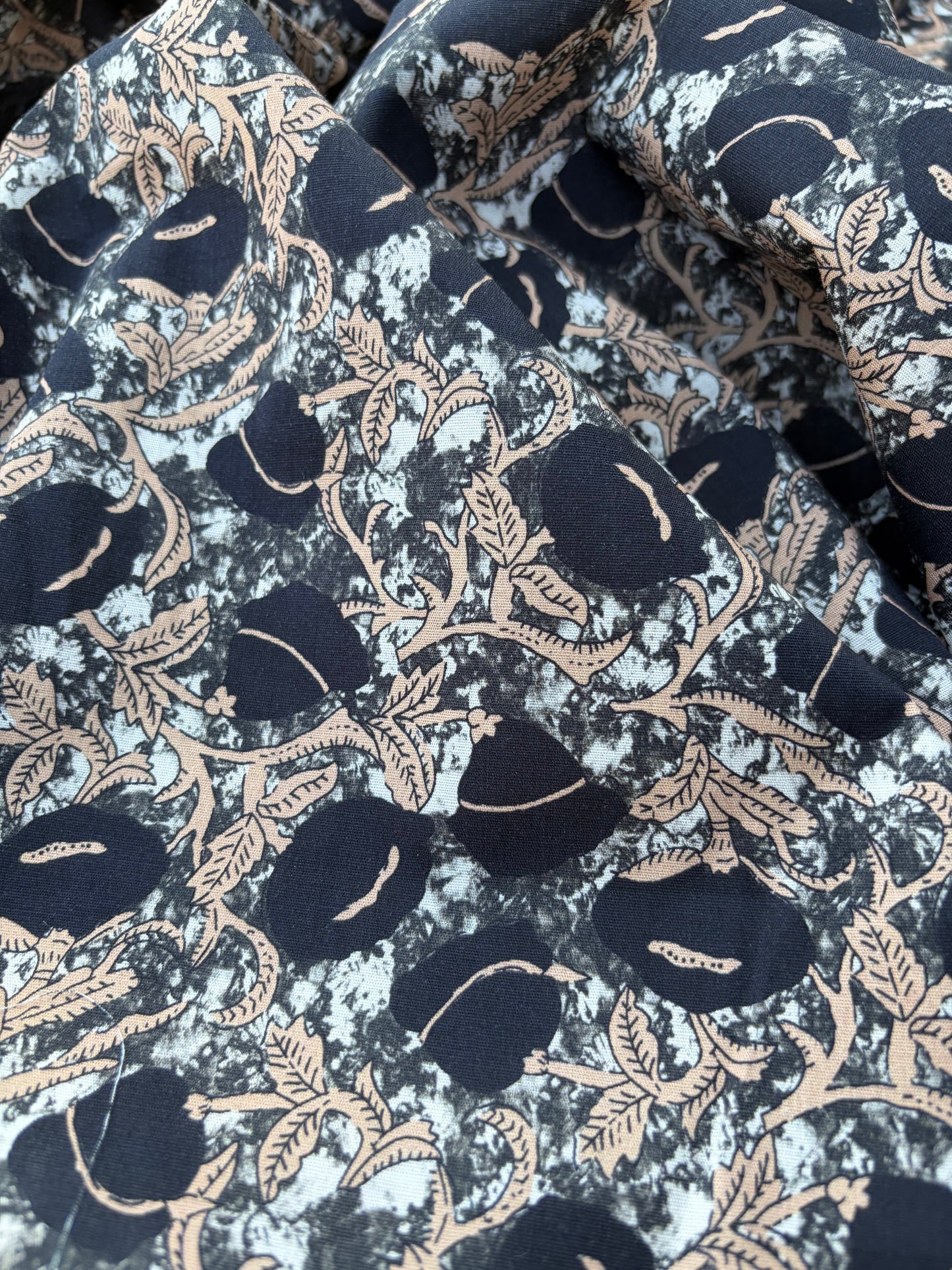 LAUREN 022 black/camel print poplin stretch