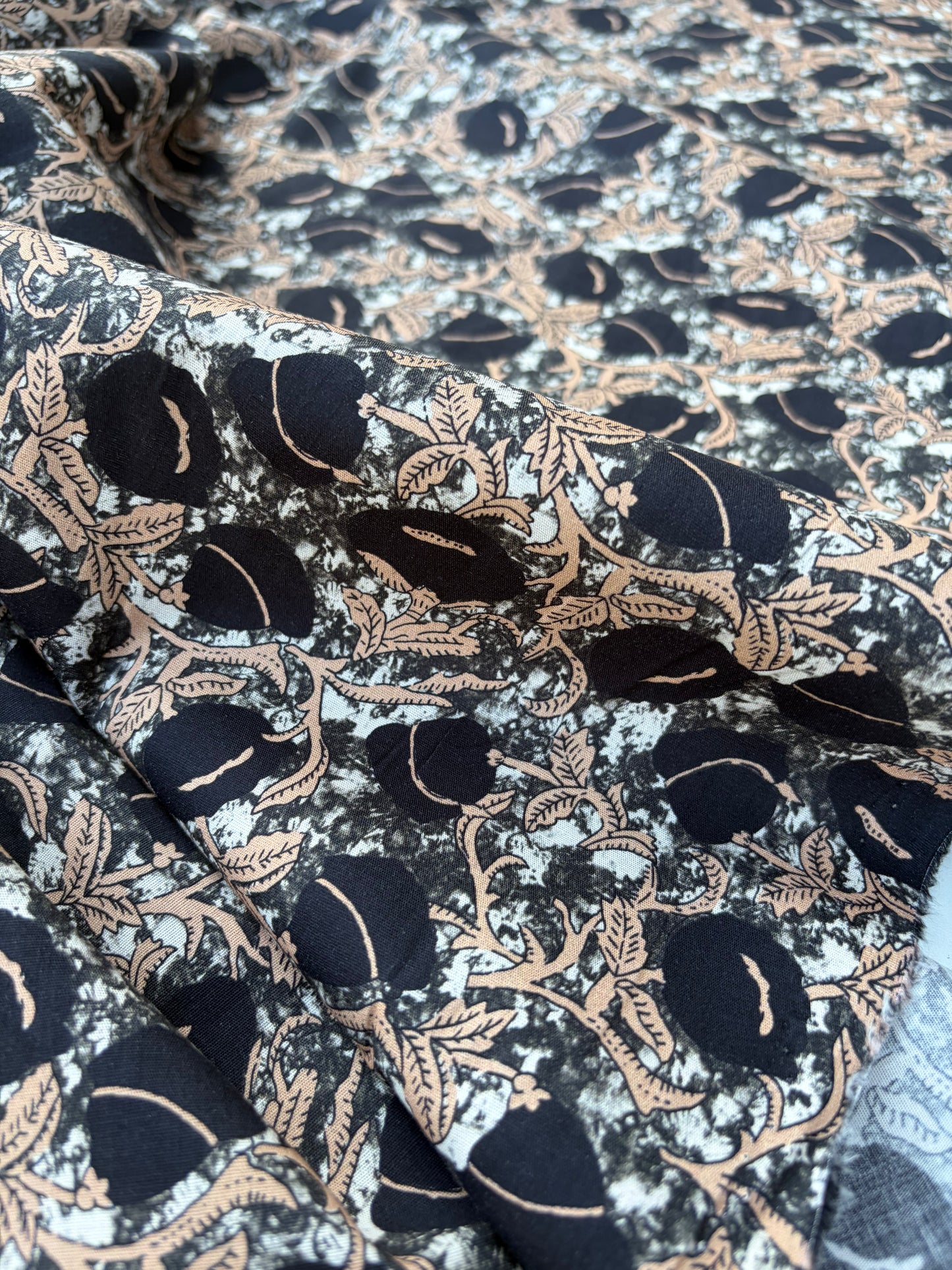 LAUREN 022 black/camel print poplin stretch