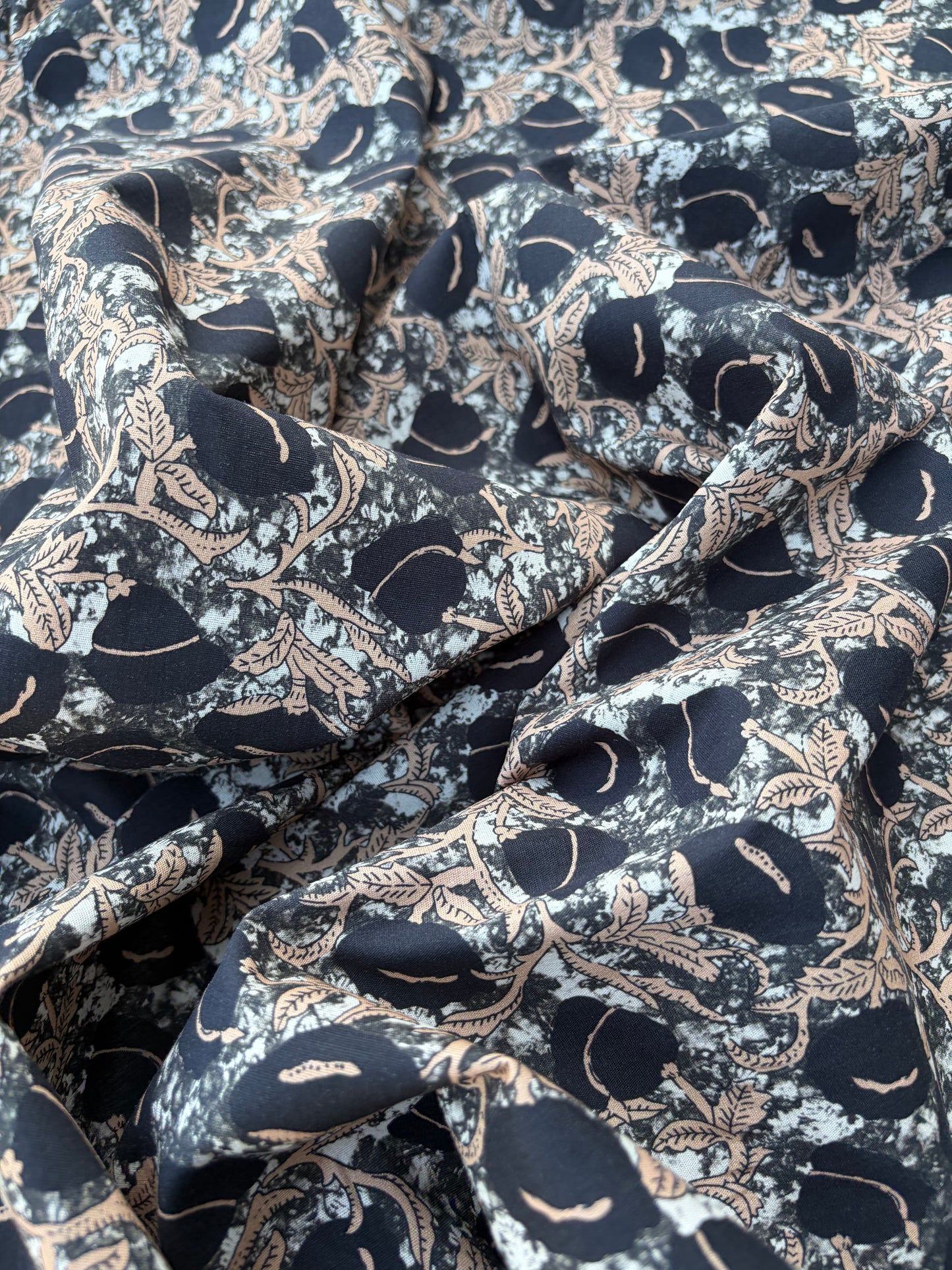 LAUREN 022 black/camel print poplin stretch