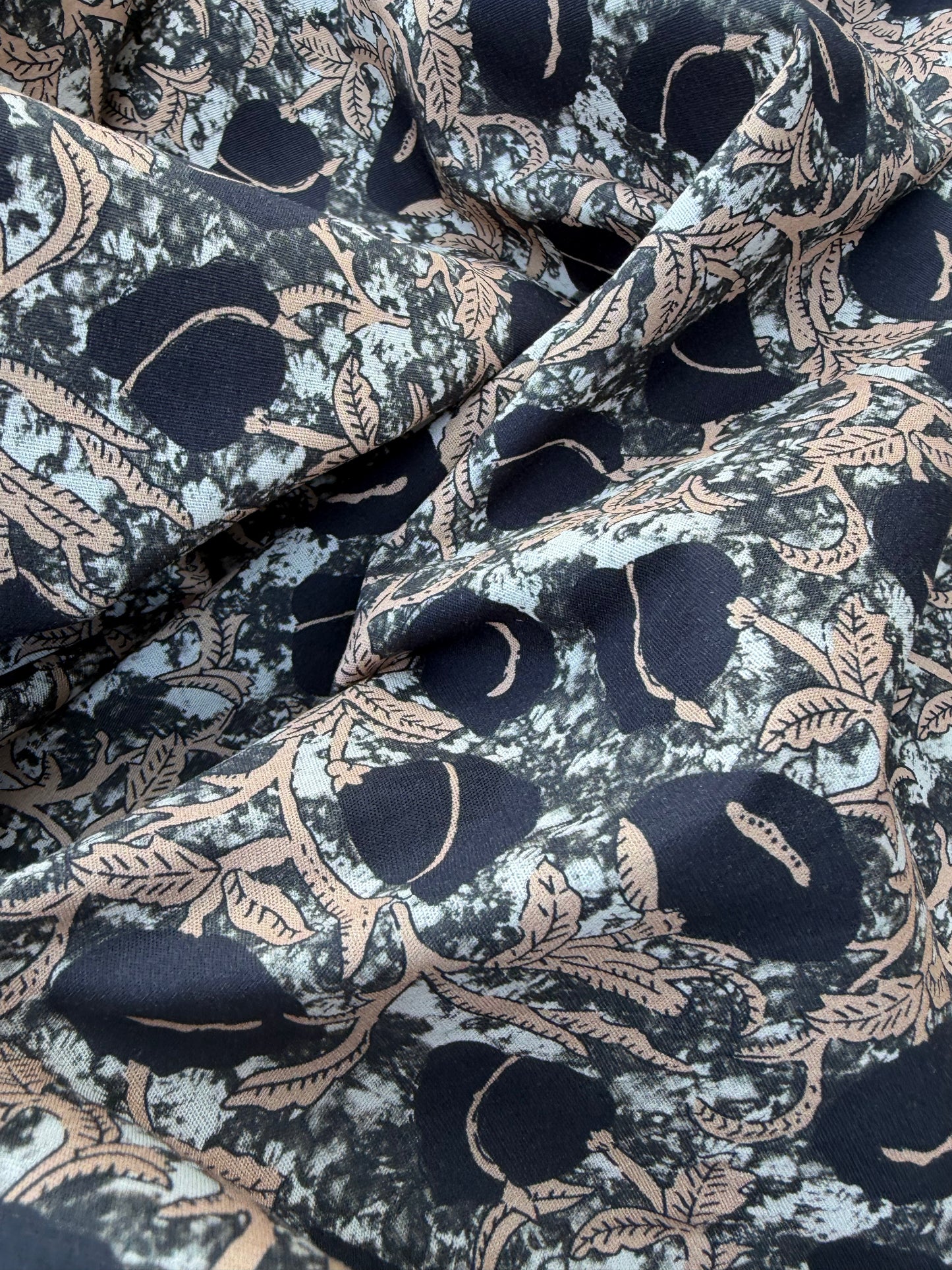 LAUREN 022 black/camel print poplin stretch