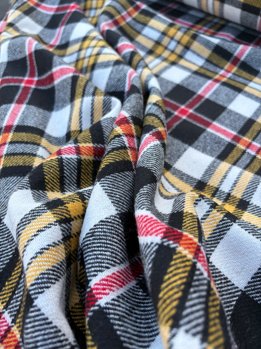 LAUREN 025 red/yellow/black  checkered wool flannel
