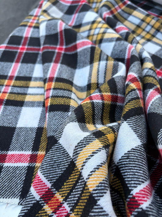 LAUREN 025 red/yellow/black  checkered wool flannel