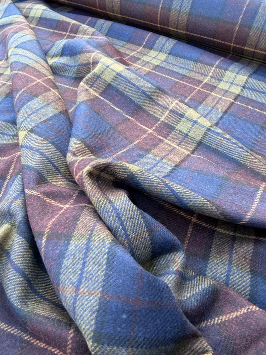 LAUREN 026 khaky/navy checkered wool flannel