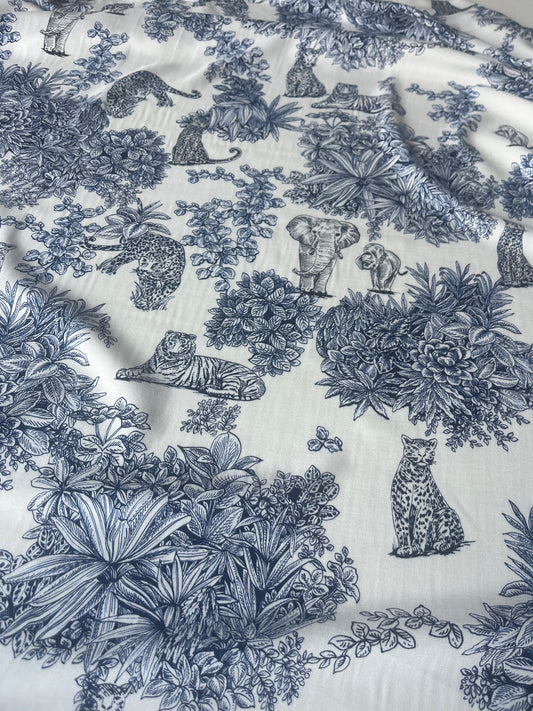 ROSALIE 021 viscose twill white/blue print