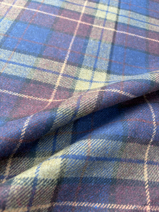 LAUREN 026 khaky/navy checkered wool flannel