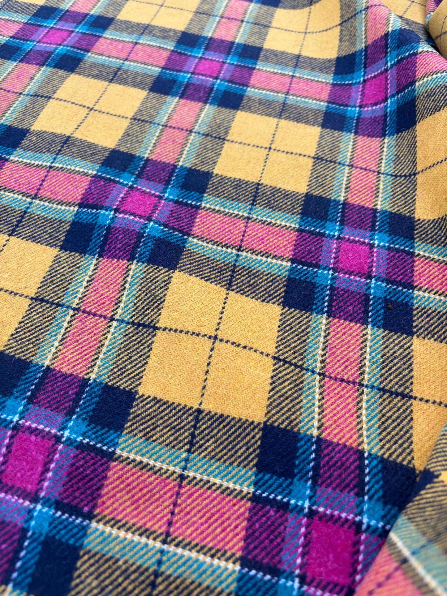 LAUREN 027 yellow/purple/navy checkered wool flannel