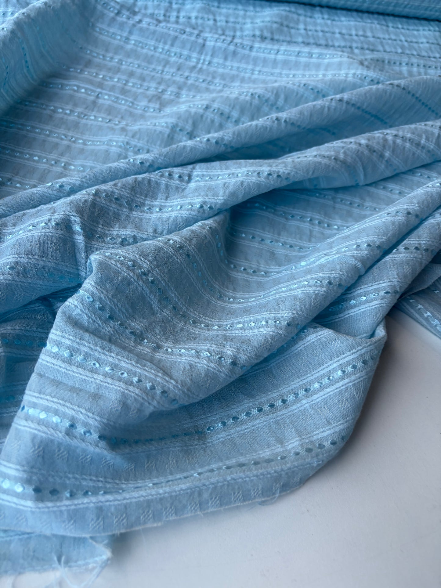 MIA 001 light blue viscose voile stripes