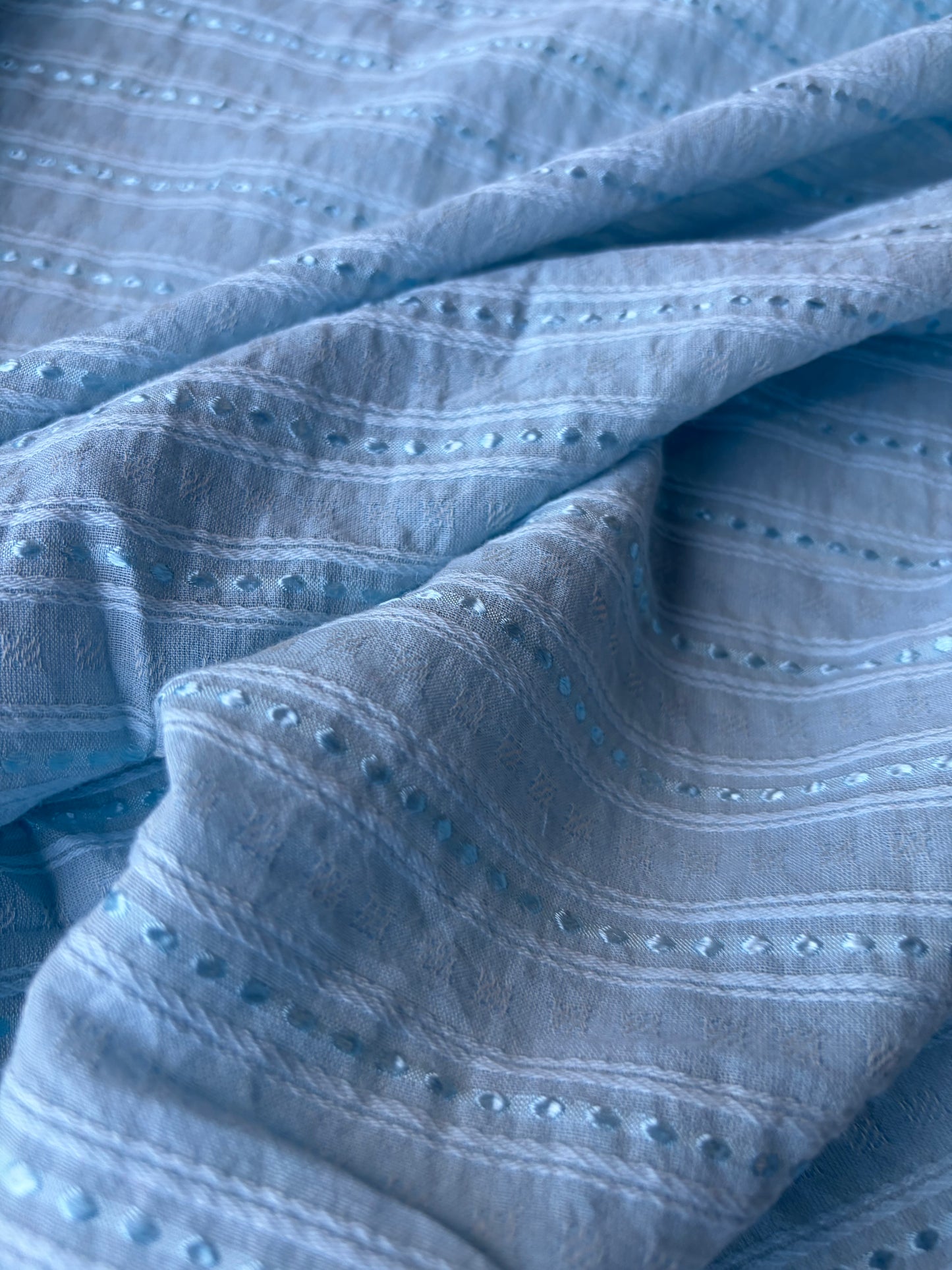 MIA 001 light blue viscose voile stripes