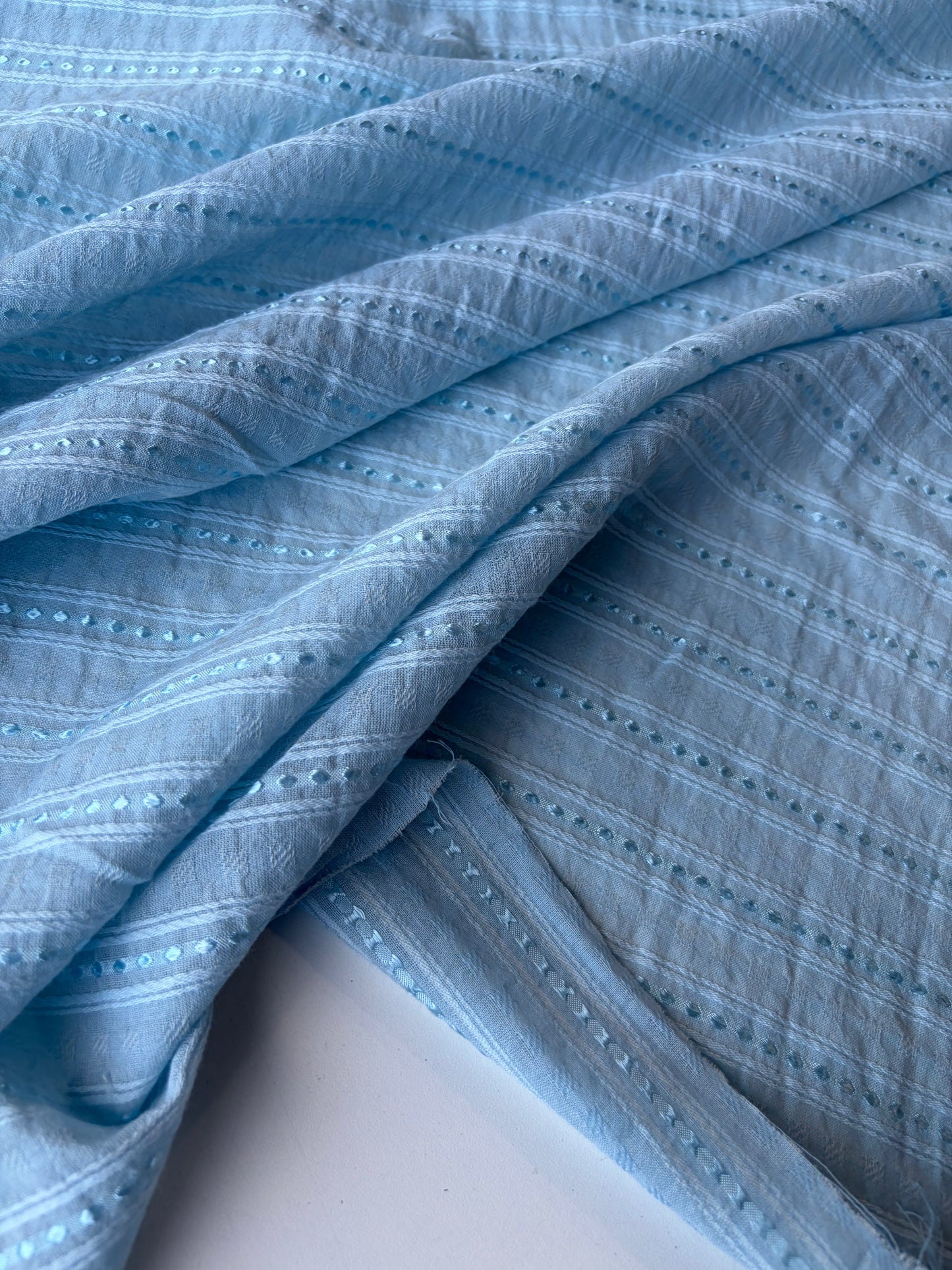 MIA 001 light blue viscose voile stripes