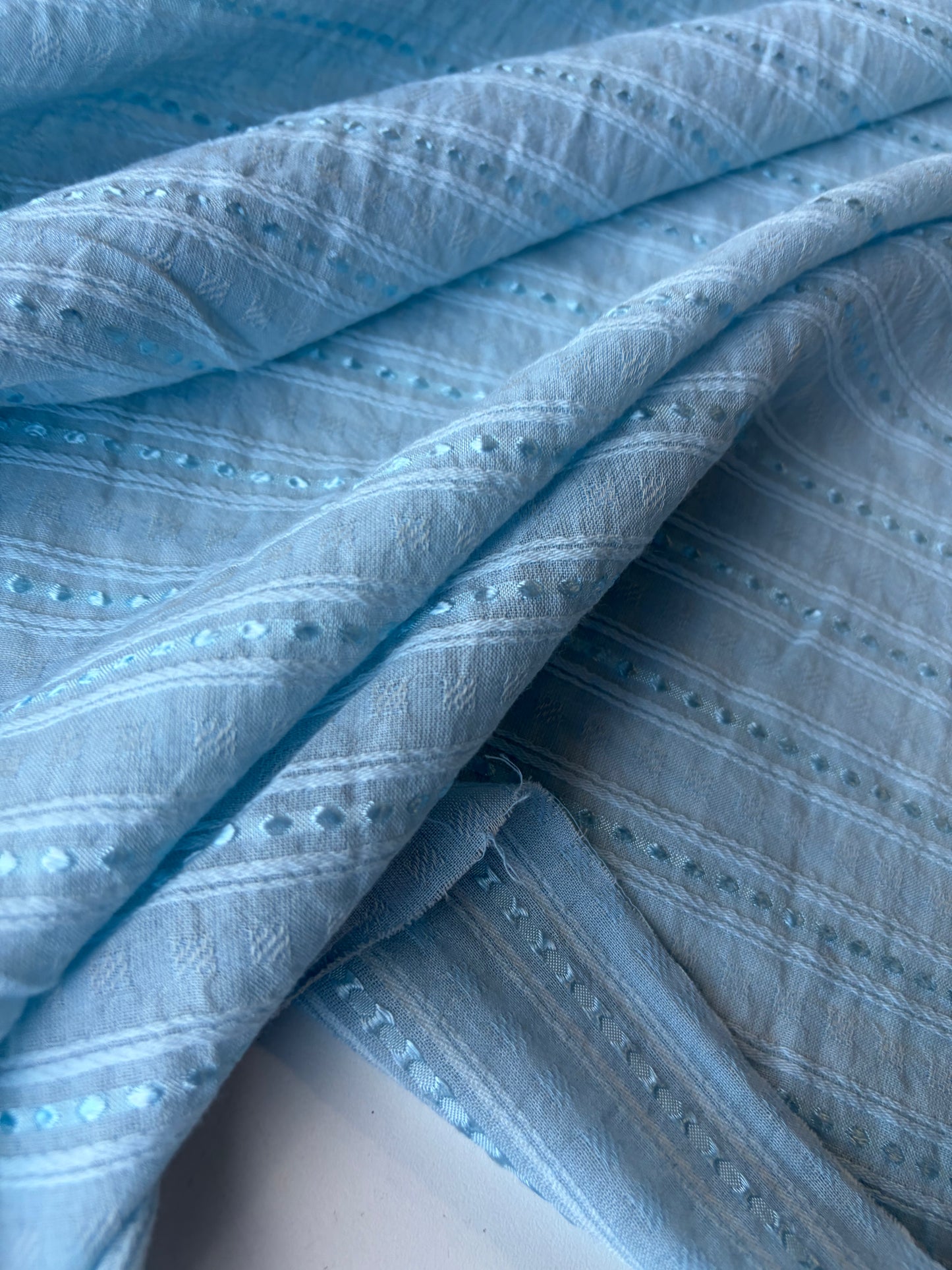 MIA 001 light blue viscose voile stripes