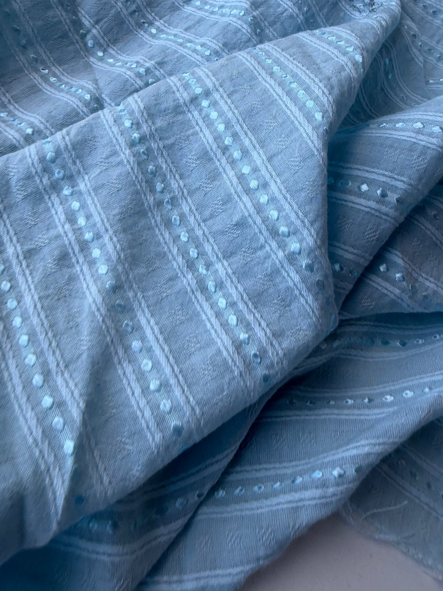 MIA 001 light blue viscose voile stripes