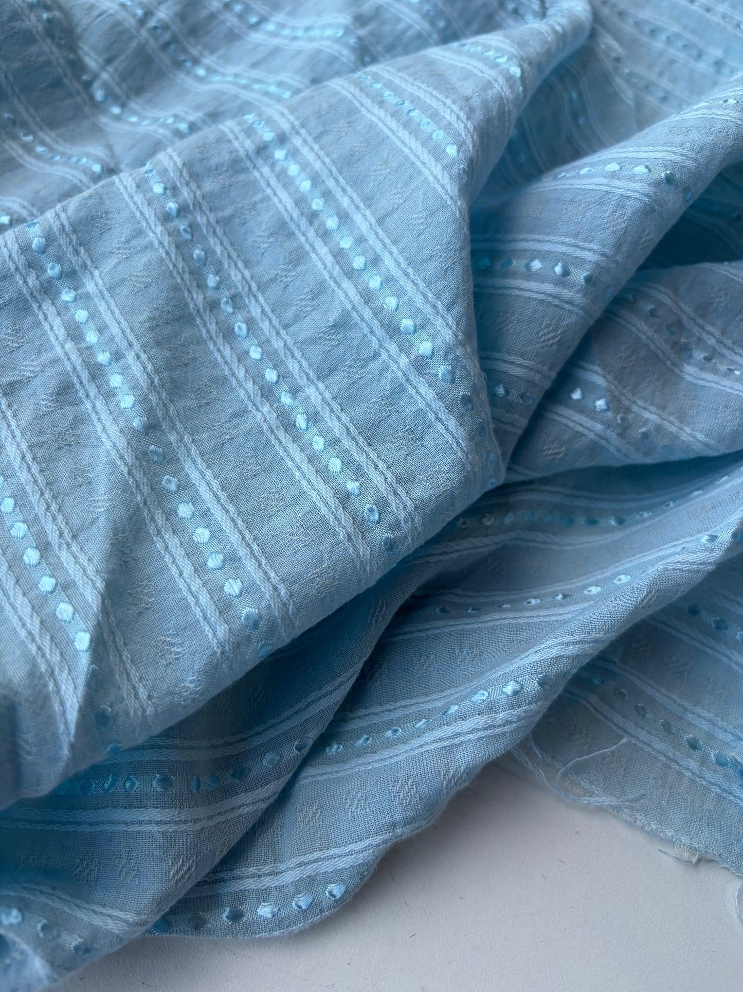 MIA 001 light blue viscose voile stripes