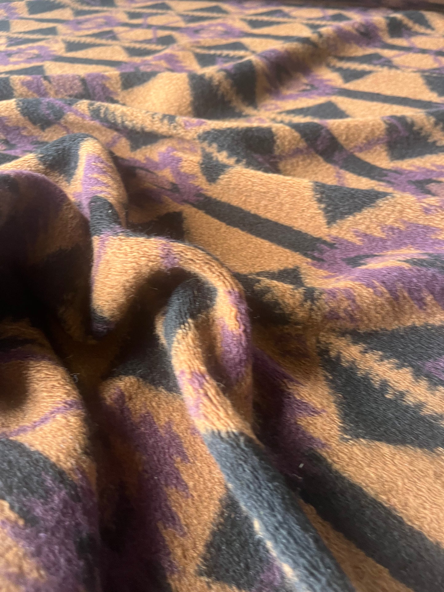 ROSALIE 026  Wool jersey ethnical print cognac/brown/purple