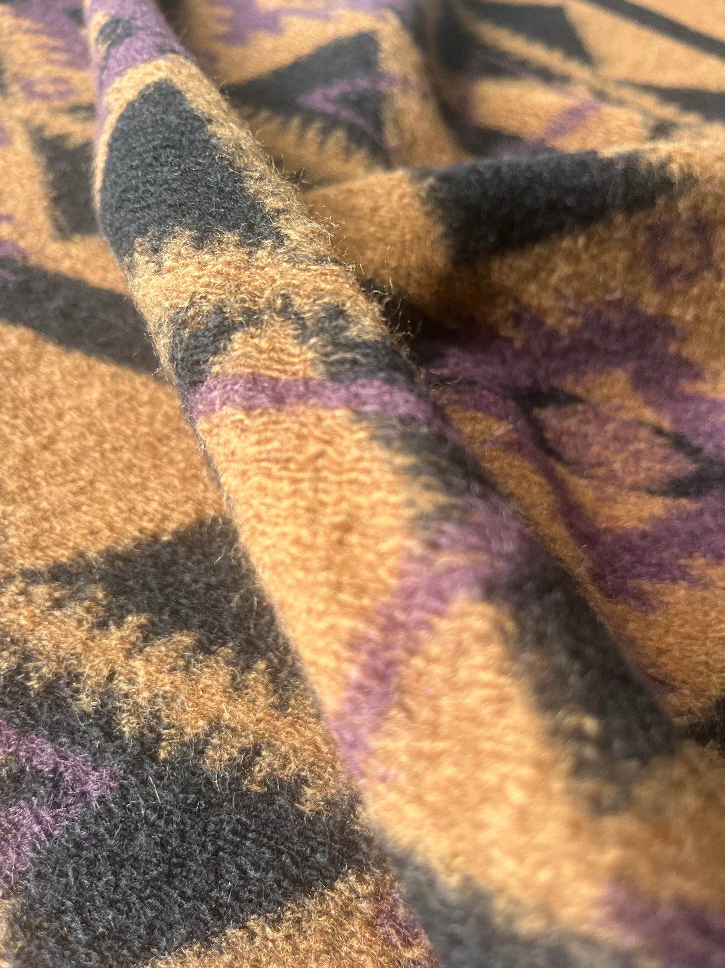 ROSALIE 026  Wool jersey ethnical print cognac/brown/purple
