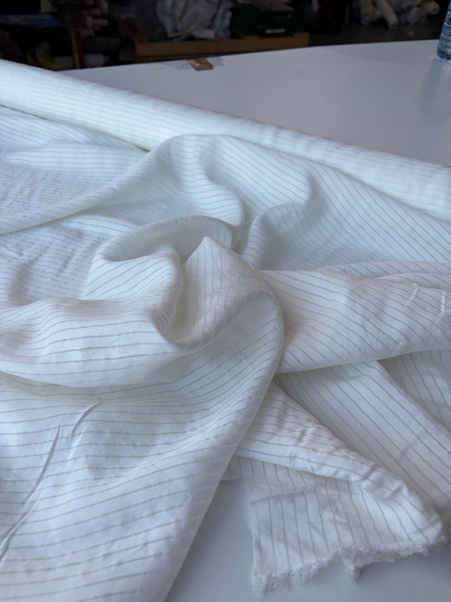 MIA 004 white viscose voile stripes