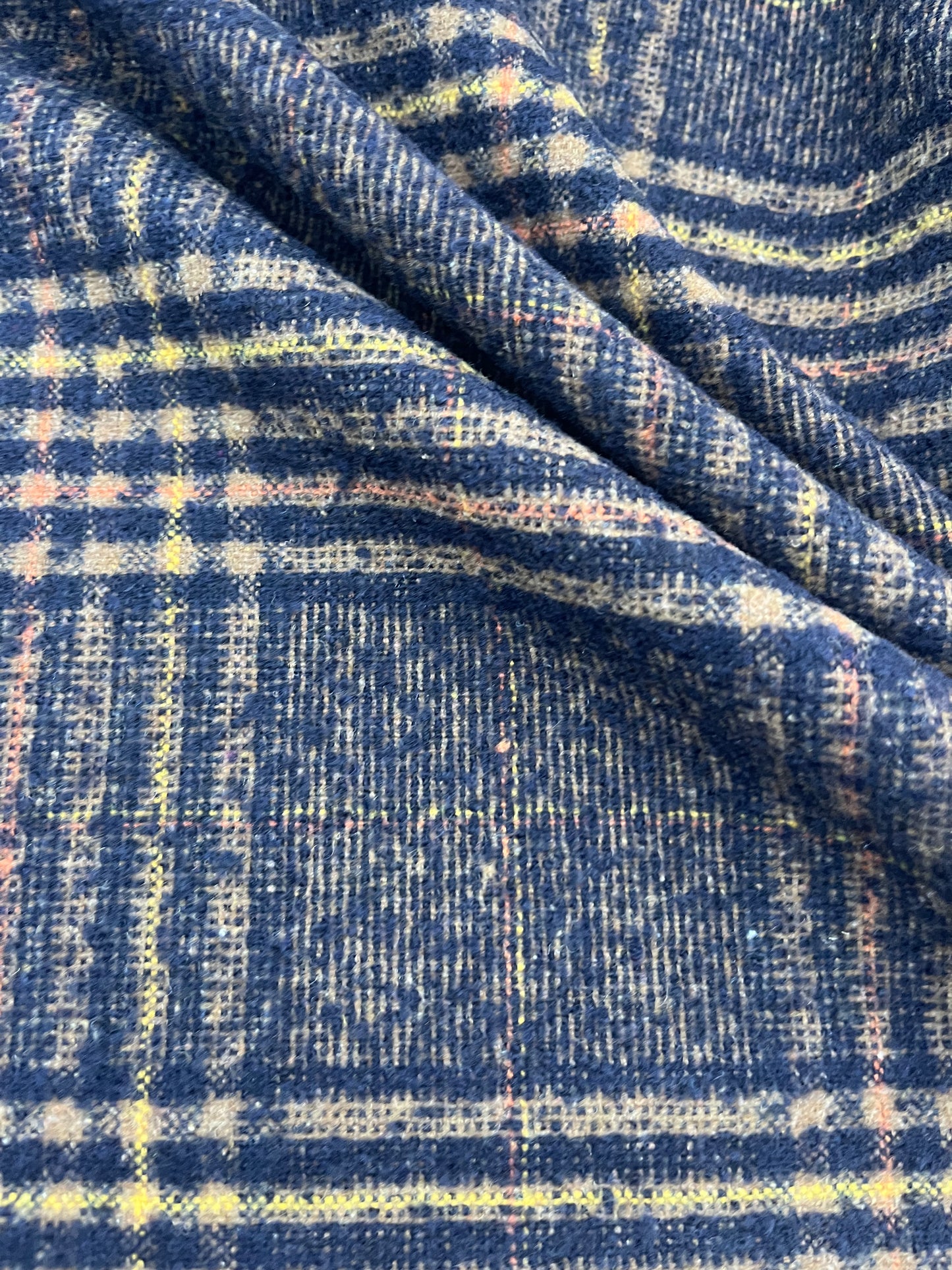 GINA 003 heavy wool check black/brown/orange/yellow