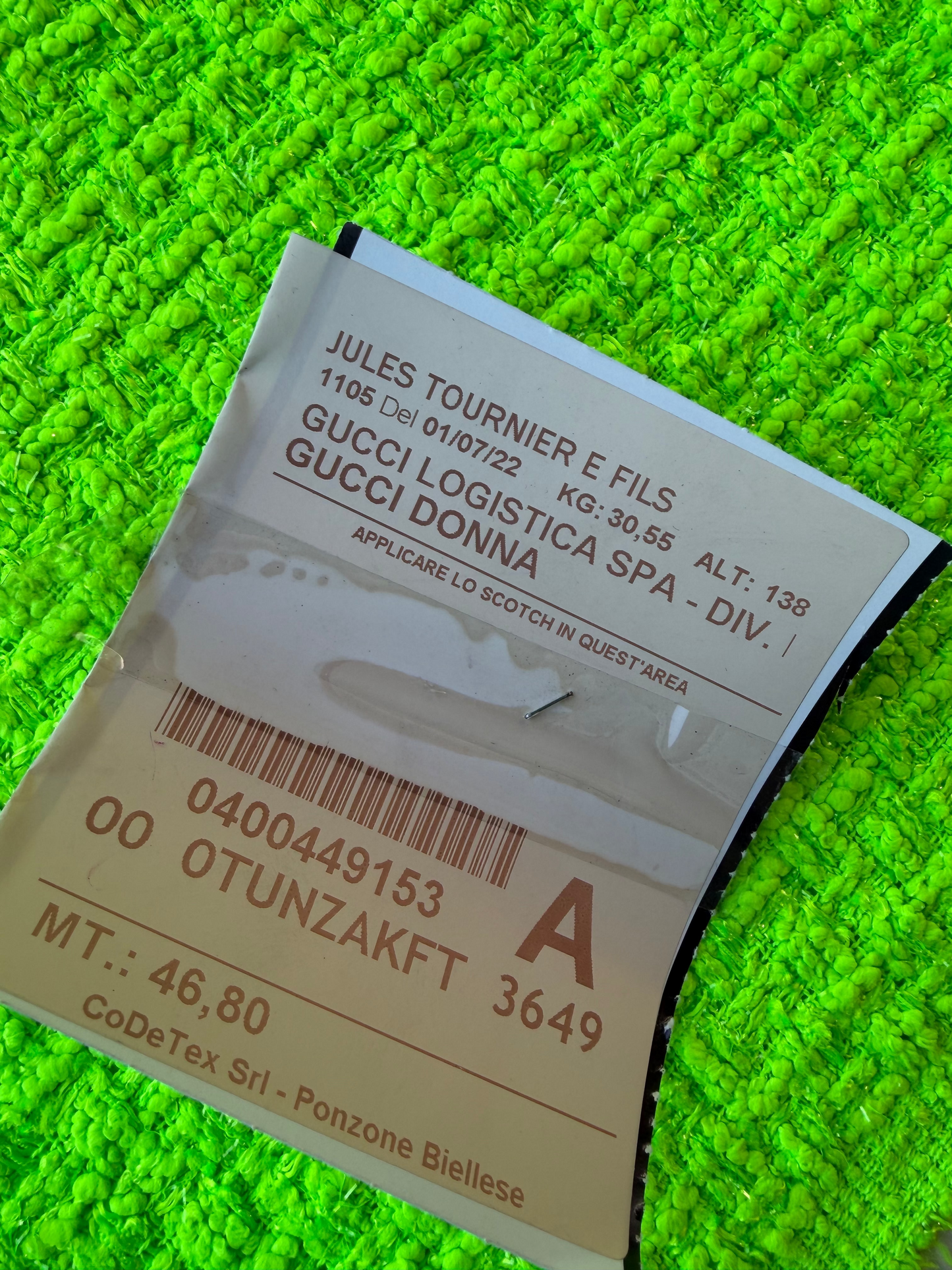 MIA 018 GUCCI fluo green cotton Chanel style tweed