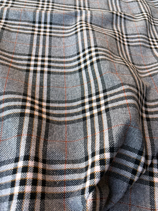 MIA 020 black/ecru/cognac checkered wool flannel