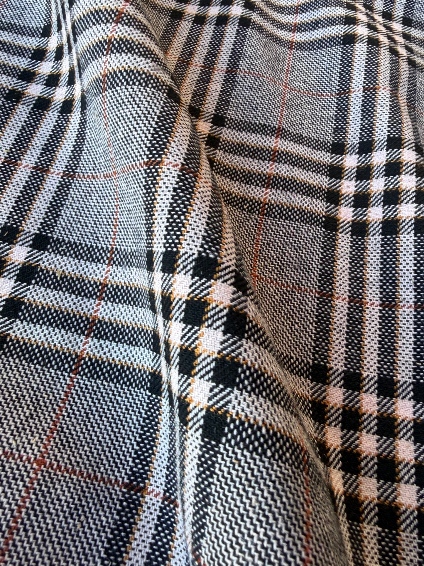 MIA 020 black/ecru/cognac checkered wool flannel
