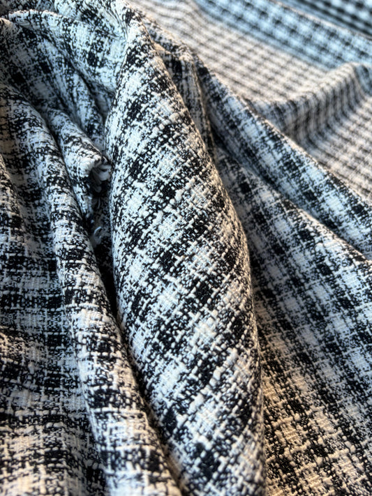 MIA 021 black/white checkered cotton tweed