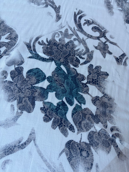 MIA 023 flowers/lace print cotton voile
