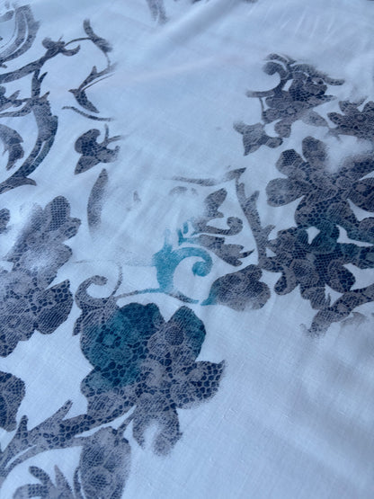 MIA 023 flowers/lace print cotton voile