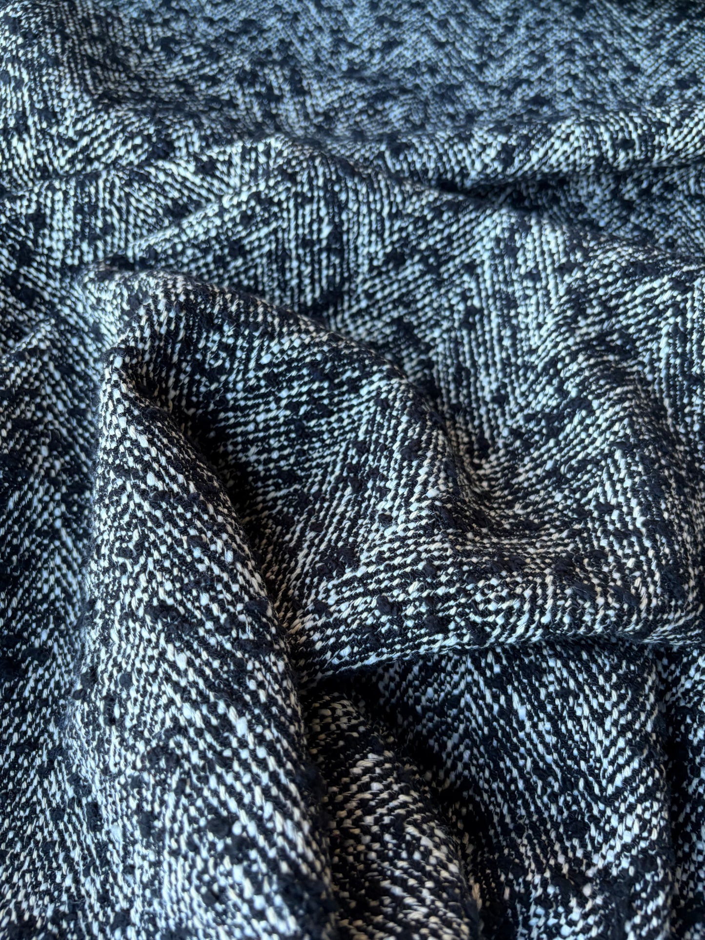 MIA 026 HUGO heavy cotton Chanel style tweed black/white herringbone