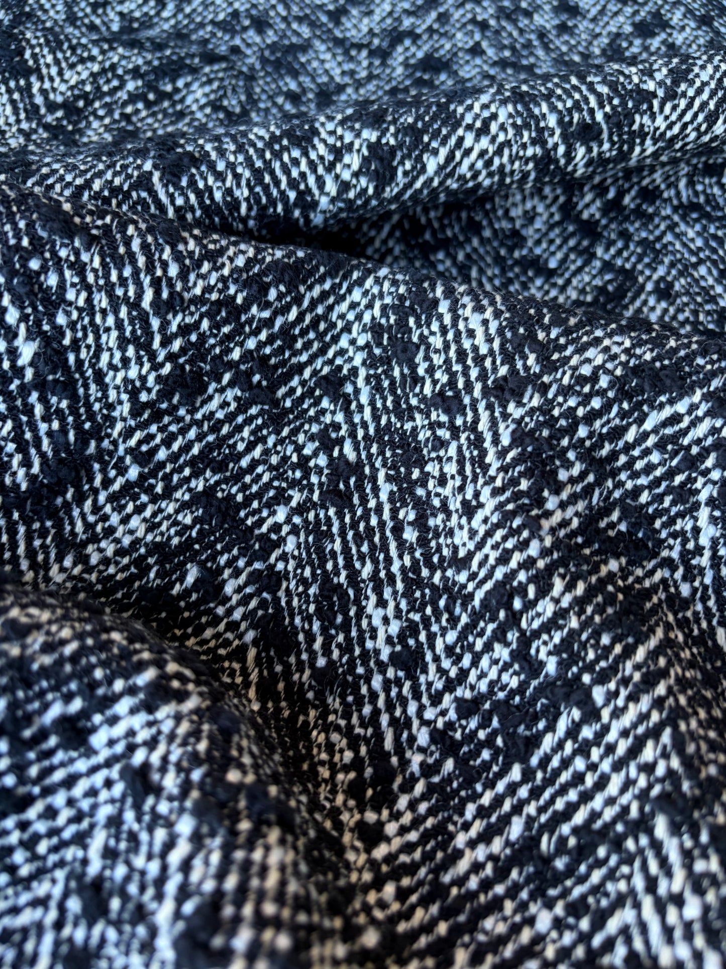 MIA 026 HUGO heavy cotton Chanel style tweed black/white herringbone