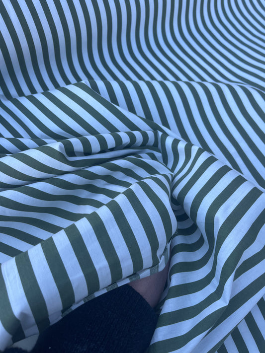 STRIPE SOCIETY 002 poplin stretch 8mm khaky stripe