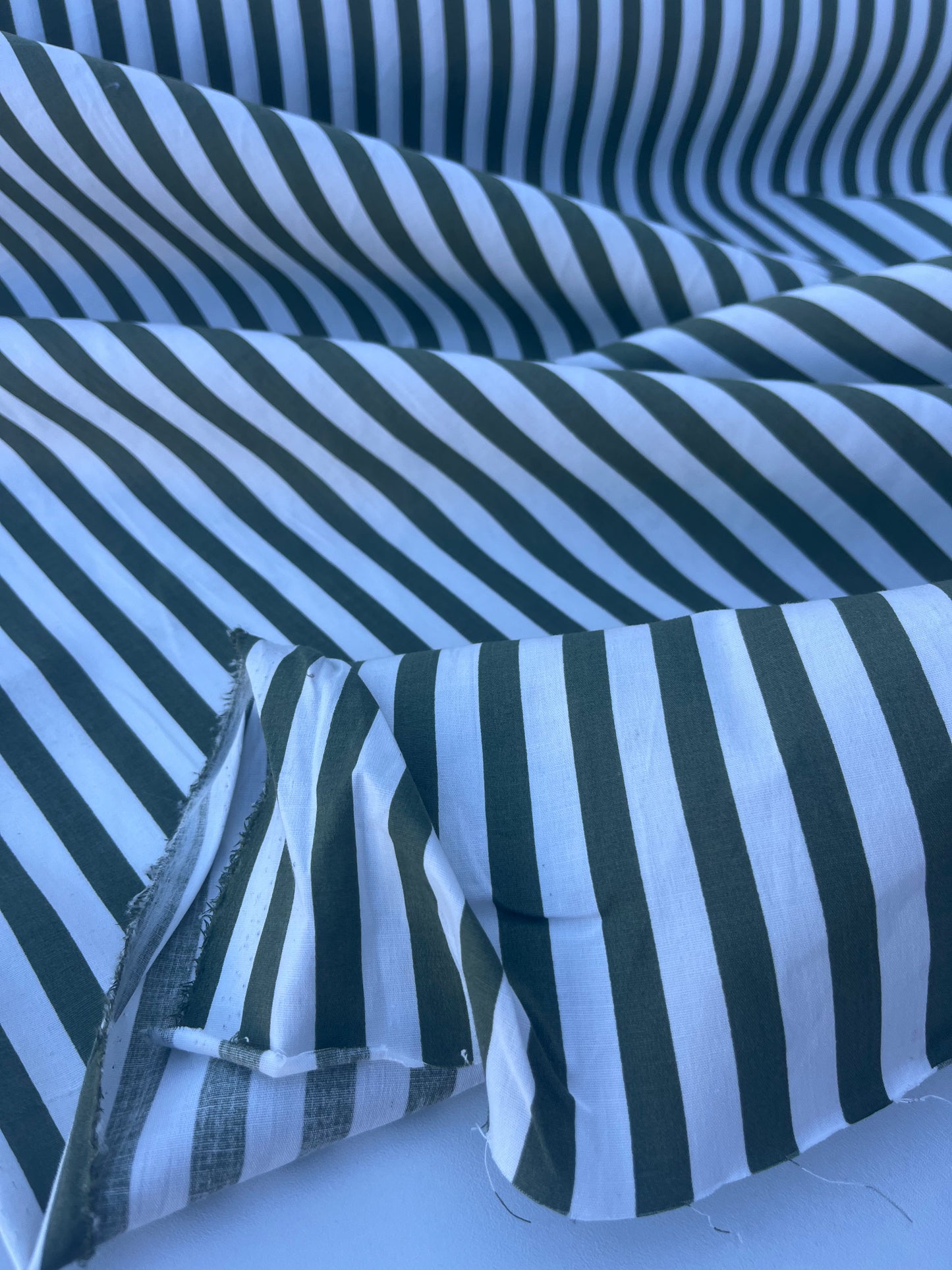 PC STRIPE SOCIETY 002 poplin stretch 8mm khaky stripe