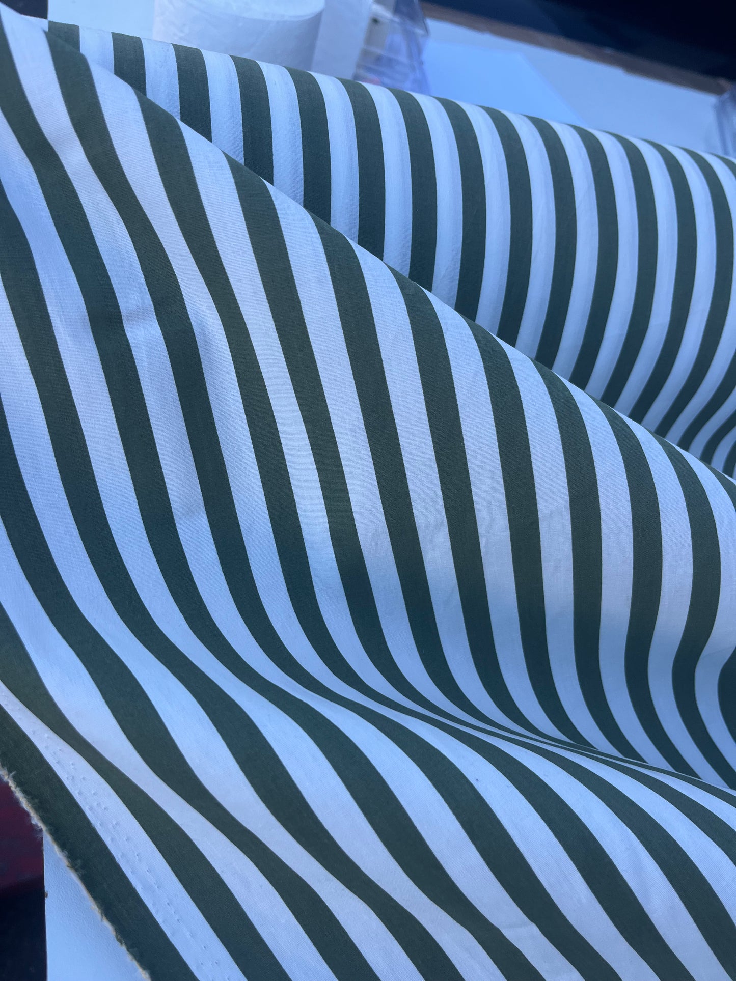 PC STRIPE SOCIETY 002 poplin stretch 8mm khaky stripe