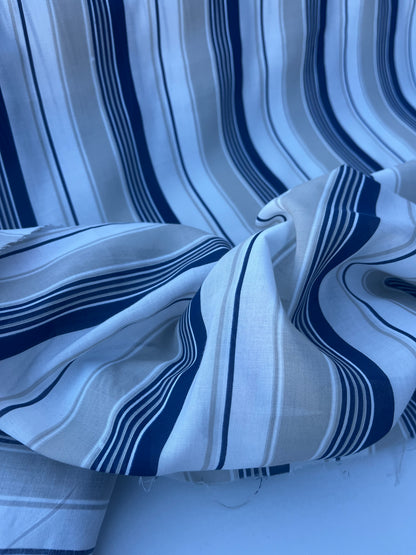 STRIPE SOCIETY 004 cotton voile navy/sand stripes